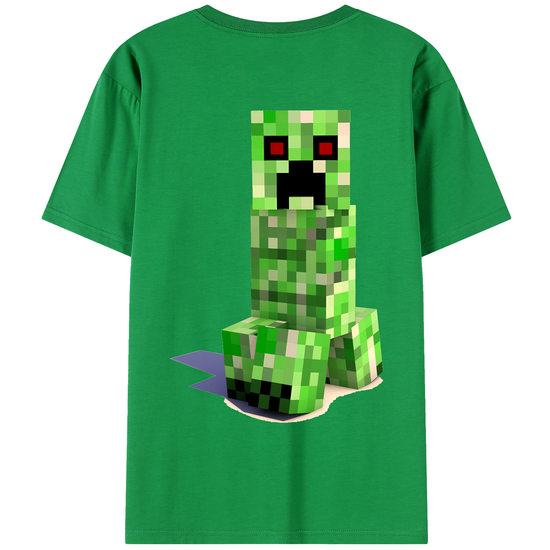 （画像用） マインクラフト ブロックの世界 Minecraft MC Block world 綿100％ メンズ半袖Tシャツ（バックプリント） 通気性