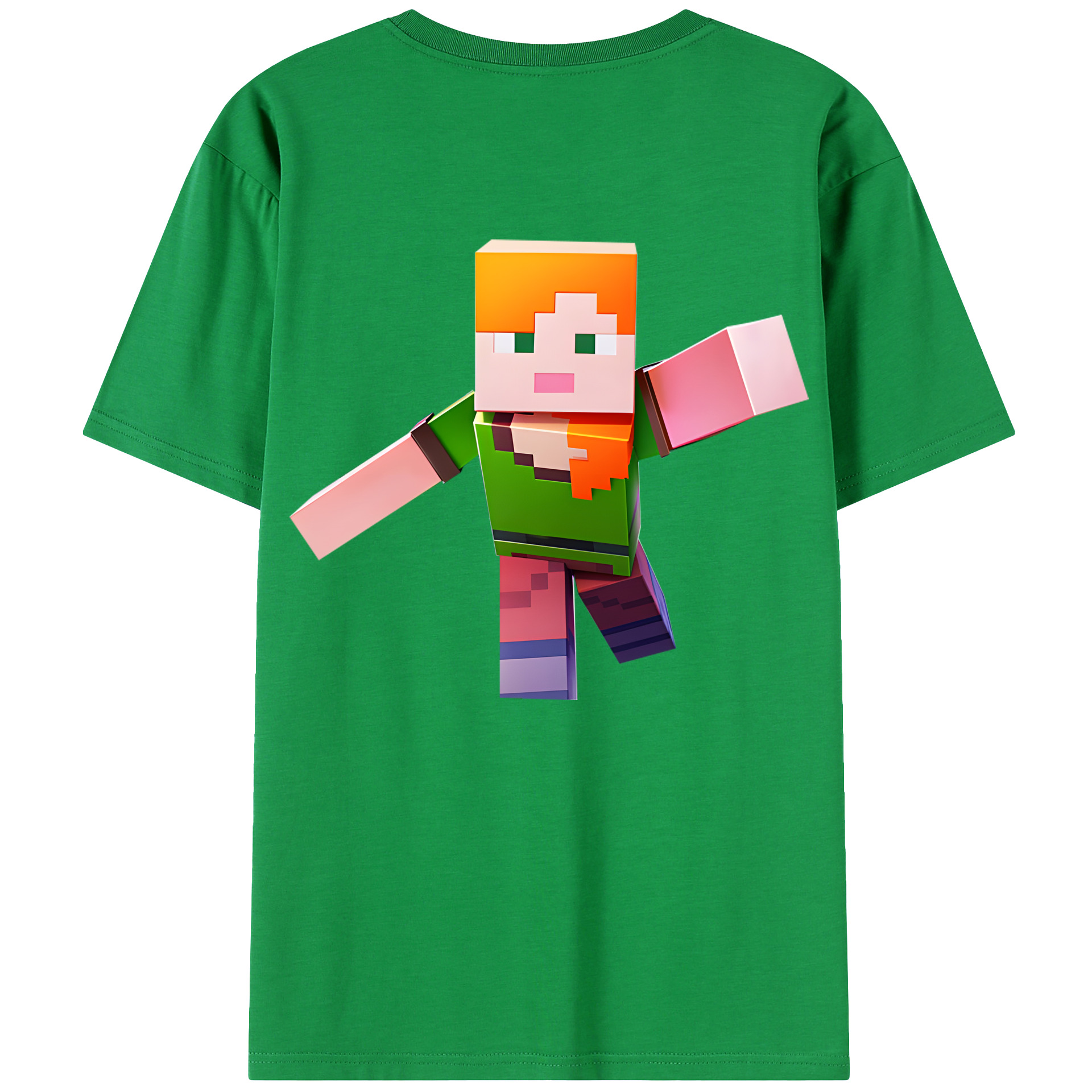（画像用） マインクラフト ブロックの世界 Minecraft MC Block world 綿100％ メンズ半袖Tシャツ（バックプリント） 通気性