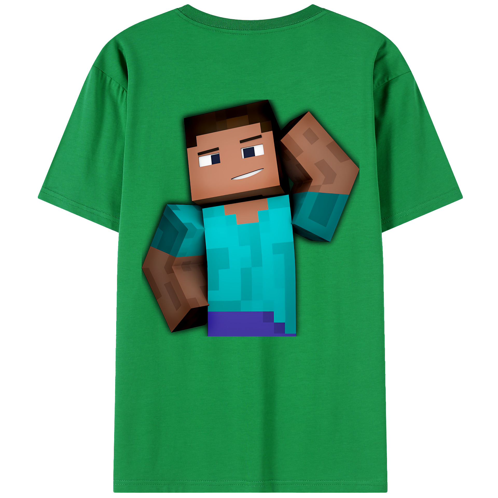 （画像用） マインクラフト ブロックの世界 Minecraft MC Block world 綿100％ メンズ半袖Tシャツ（バックプリント） 通気性