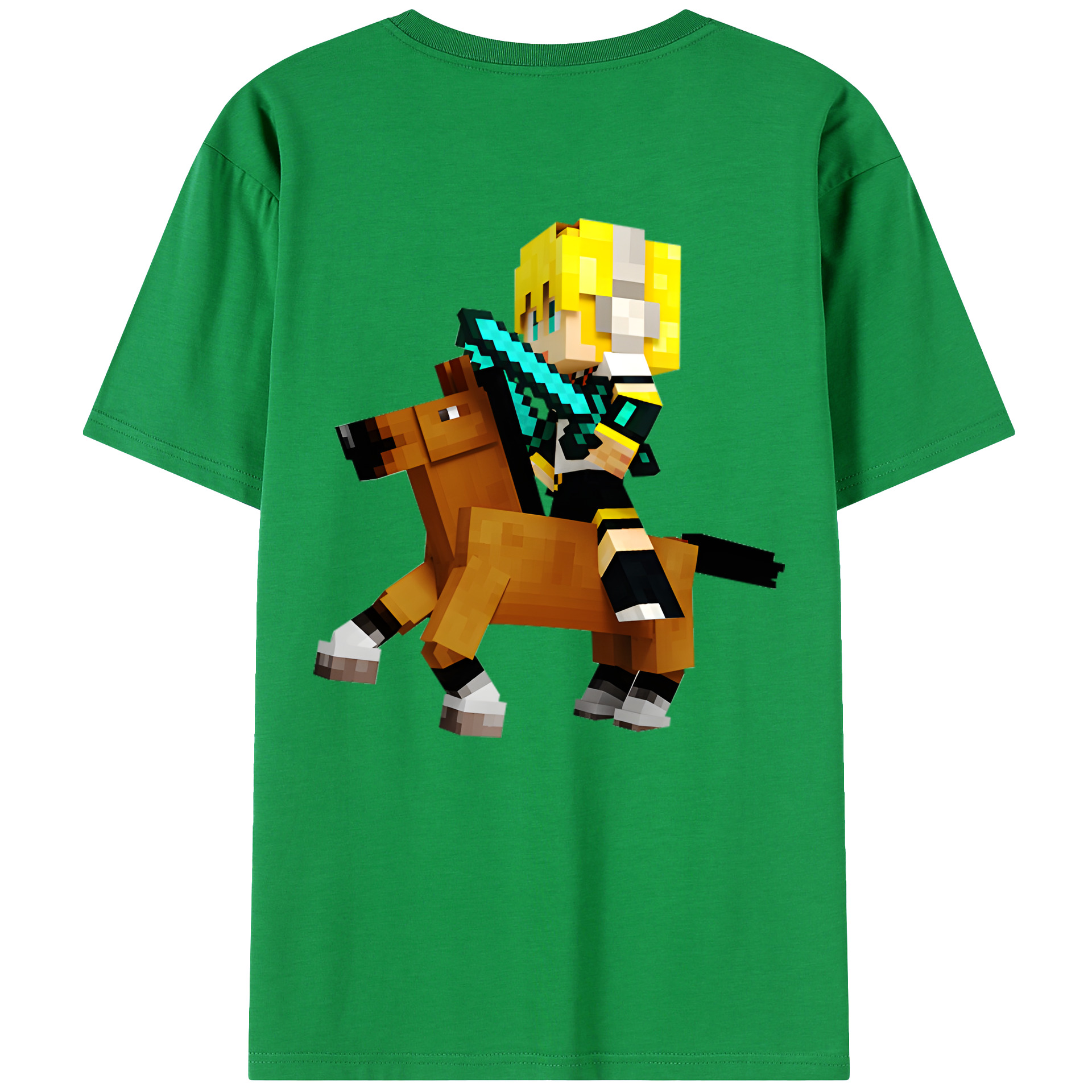 （画像用） マインクラフト ブロックの世界 Minecraft MC Block world 綿100％ メンズ半袖Tシャツ（バックプリント） 通気性