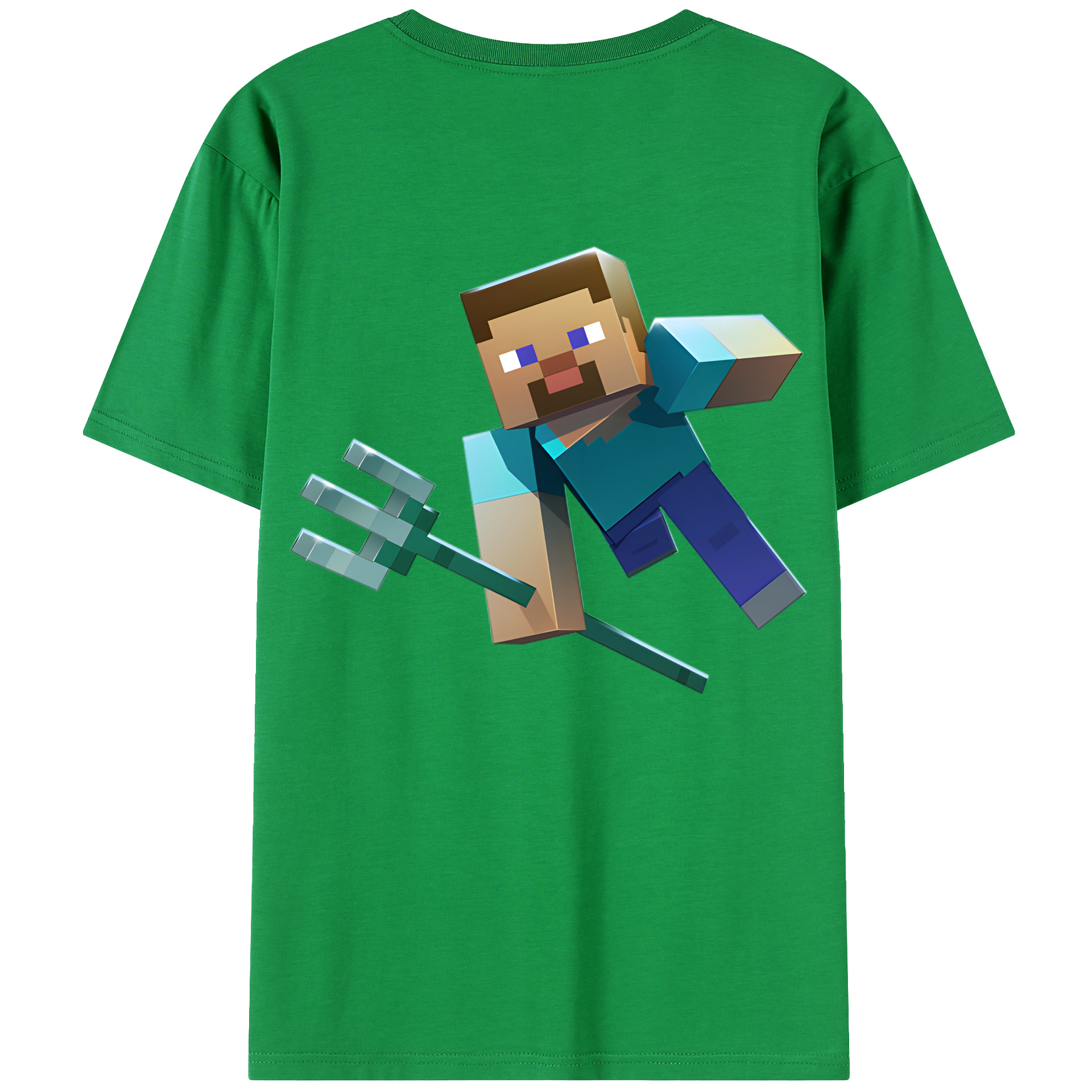 （画像用） マインクラフト ブロックの世界 Minecraft MC Block world 綿100％ メンズ半袖Tシャツ（バックプリント） 通気性