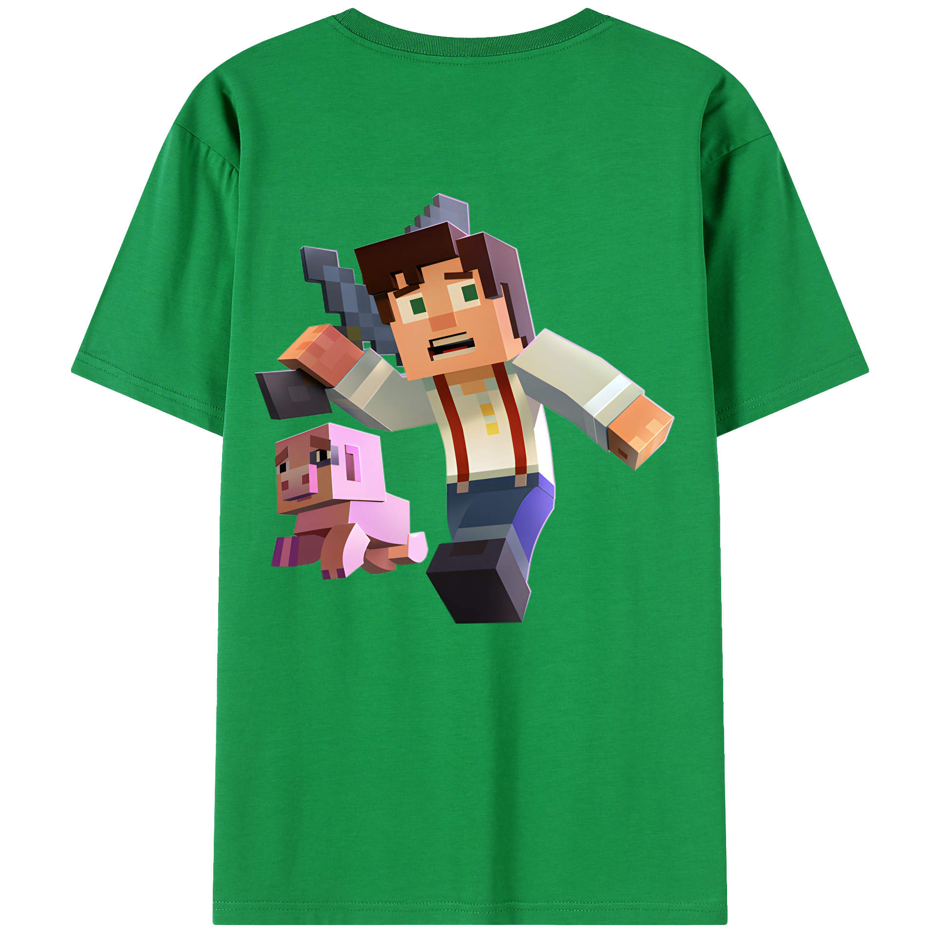 （画像用） マインクラフト ブロックの世界 Minecraft MC Block world 綿100％ メンズ半袖Tシャツ（バックプリント） 通気性