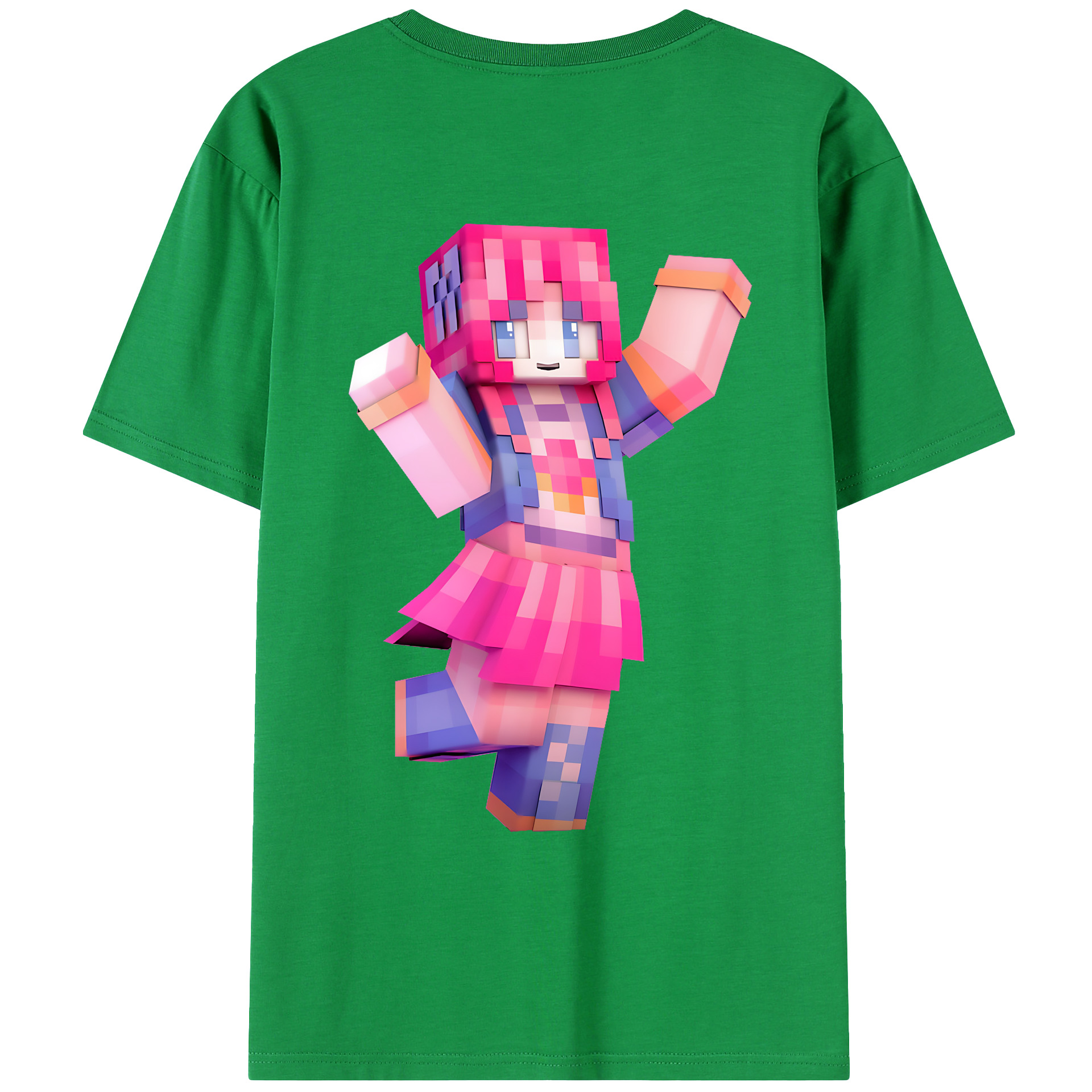 （画像用） マインクラフト ブロックの世界 Minecraft MC Block world 綿100％ メンズ半袖Tシャツ（バックプリント） 通気性