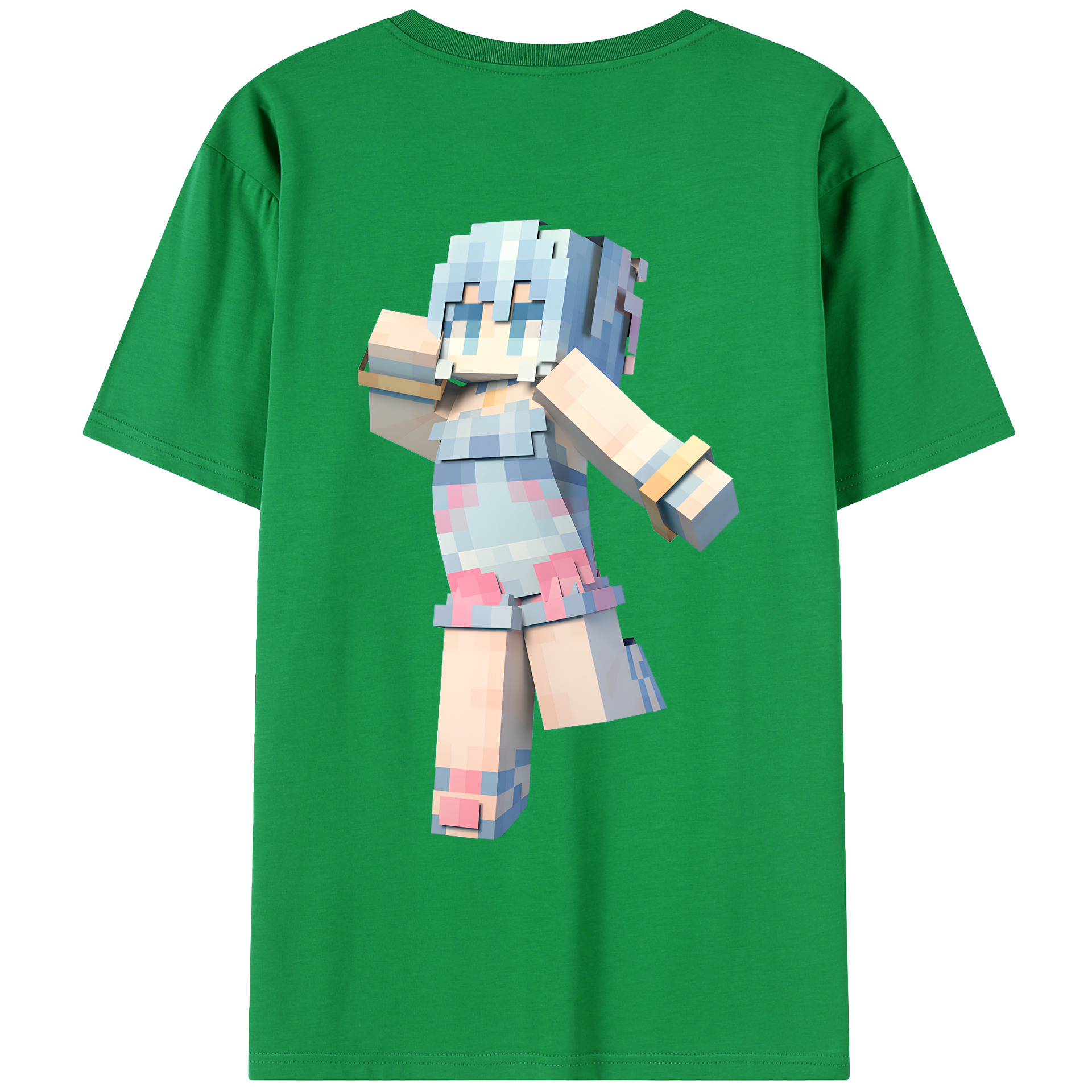 （画像用） マインクラフト ブロックの世界 Minecraft MC Block world 綿100％ メンズ半袖Tシャツ（バックプリント） 通気性