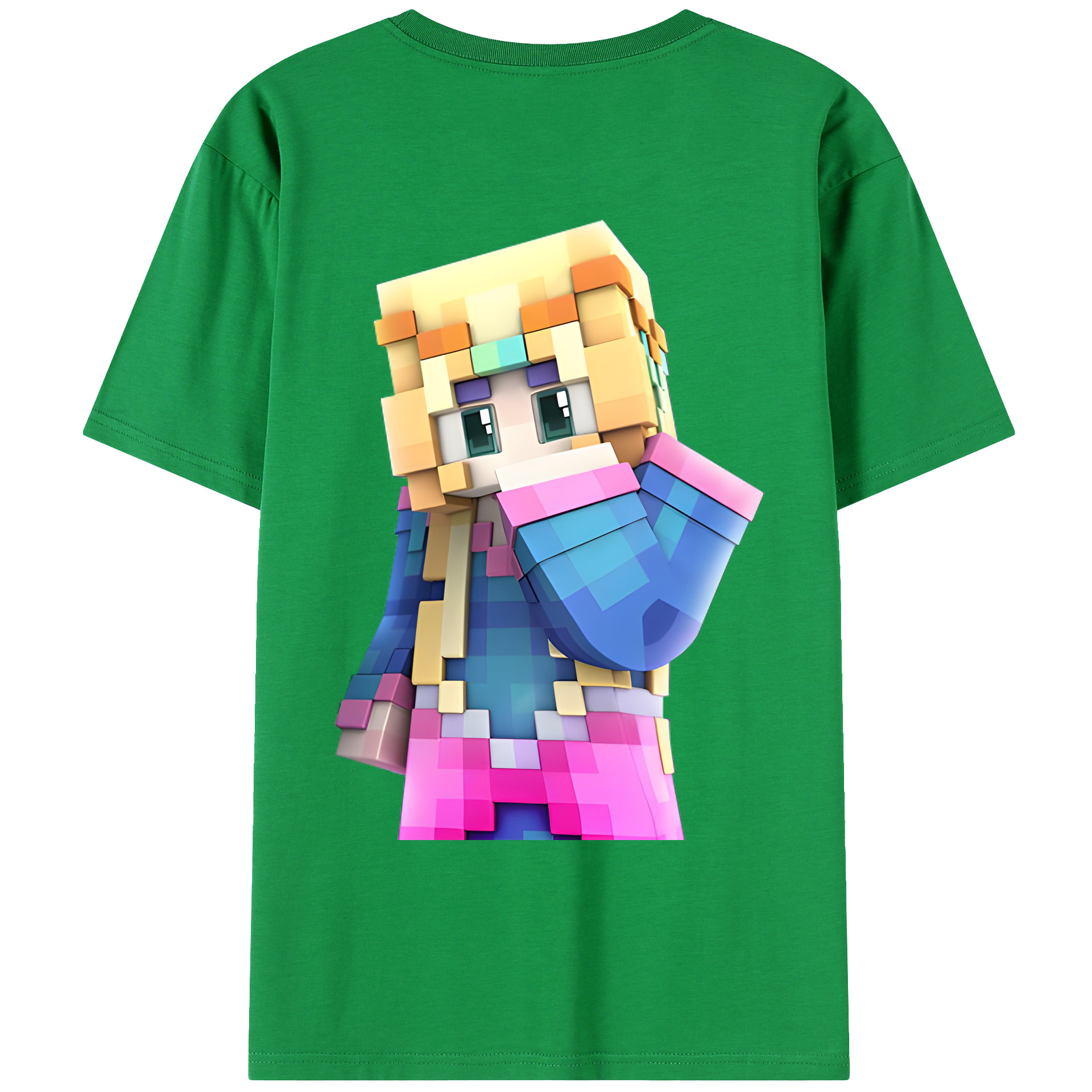 （画像用） マインクラフト ブロックの世界 Minecraft MC Block world 綿100％ メンズ半袖Tシャツ（バックプリント） 通気性