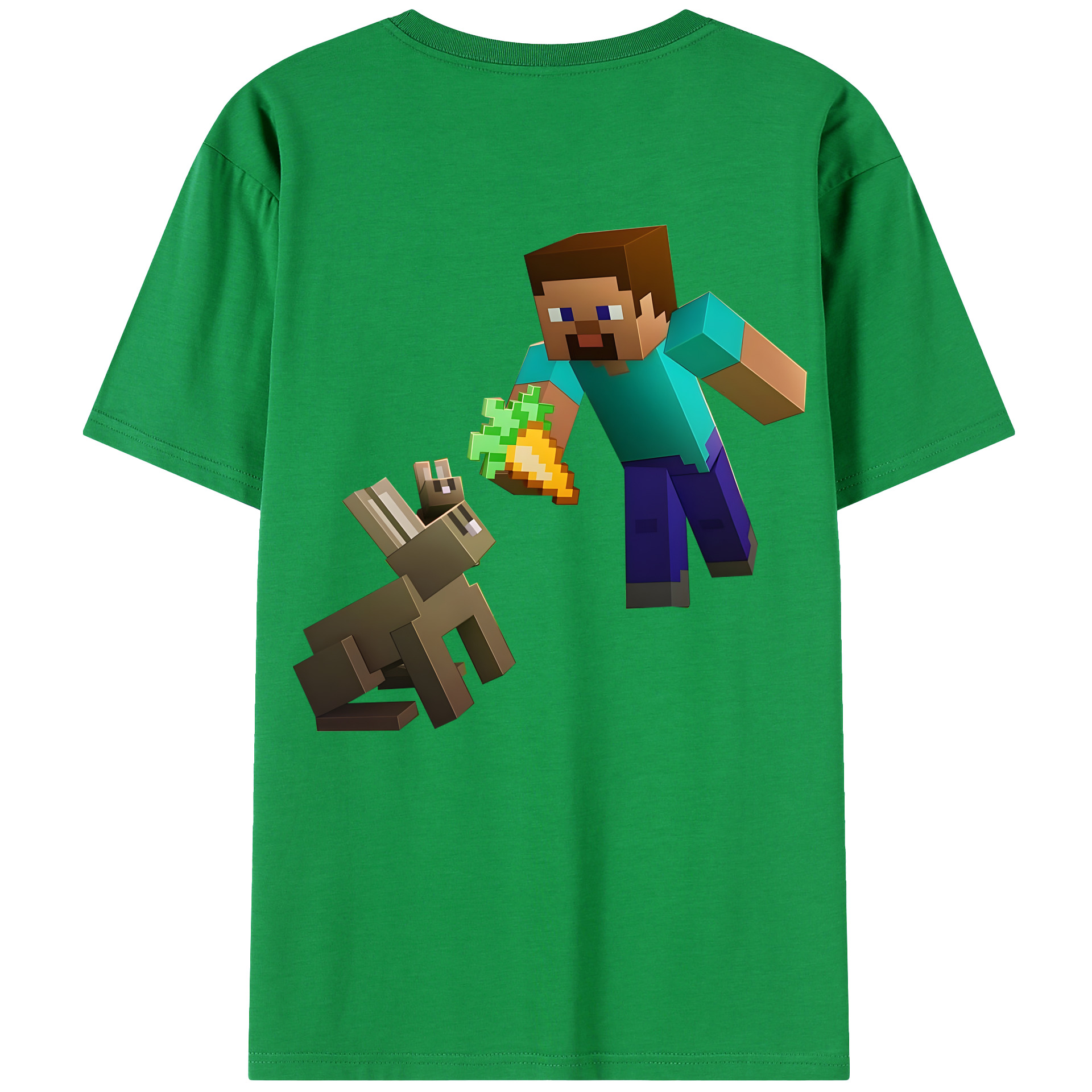 （画像用） マインクラフト ブロックの世界 Minecraft MC Block world 綿100％ メンズ半袖Tシャツ（バックプリント） 通気性