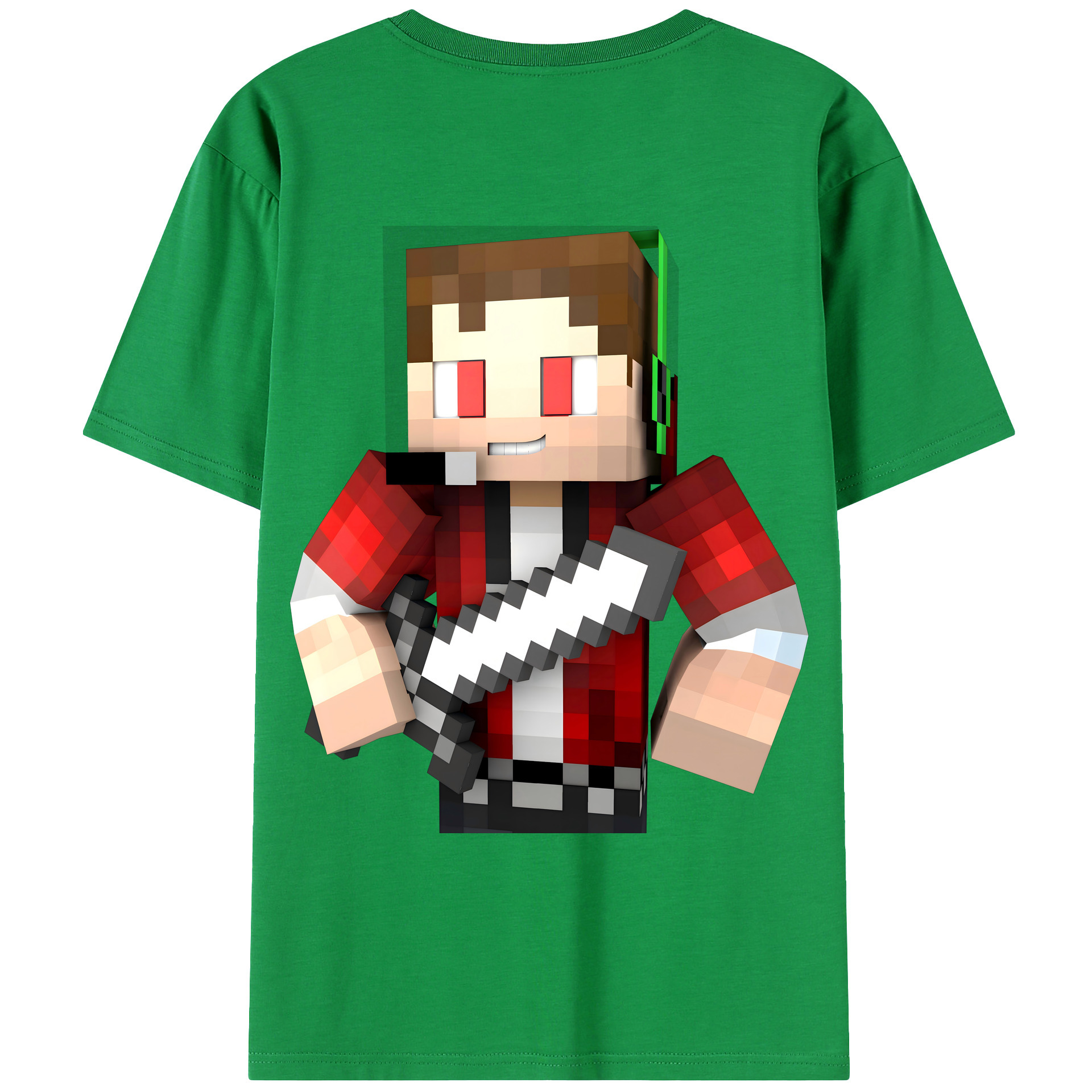 （画像用） マインクラフト ブロックの世界 Minecraft MC Block world 綿100％ メンズ半袖Tシャツ（バックプリント） 通気性