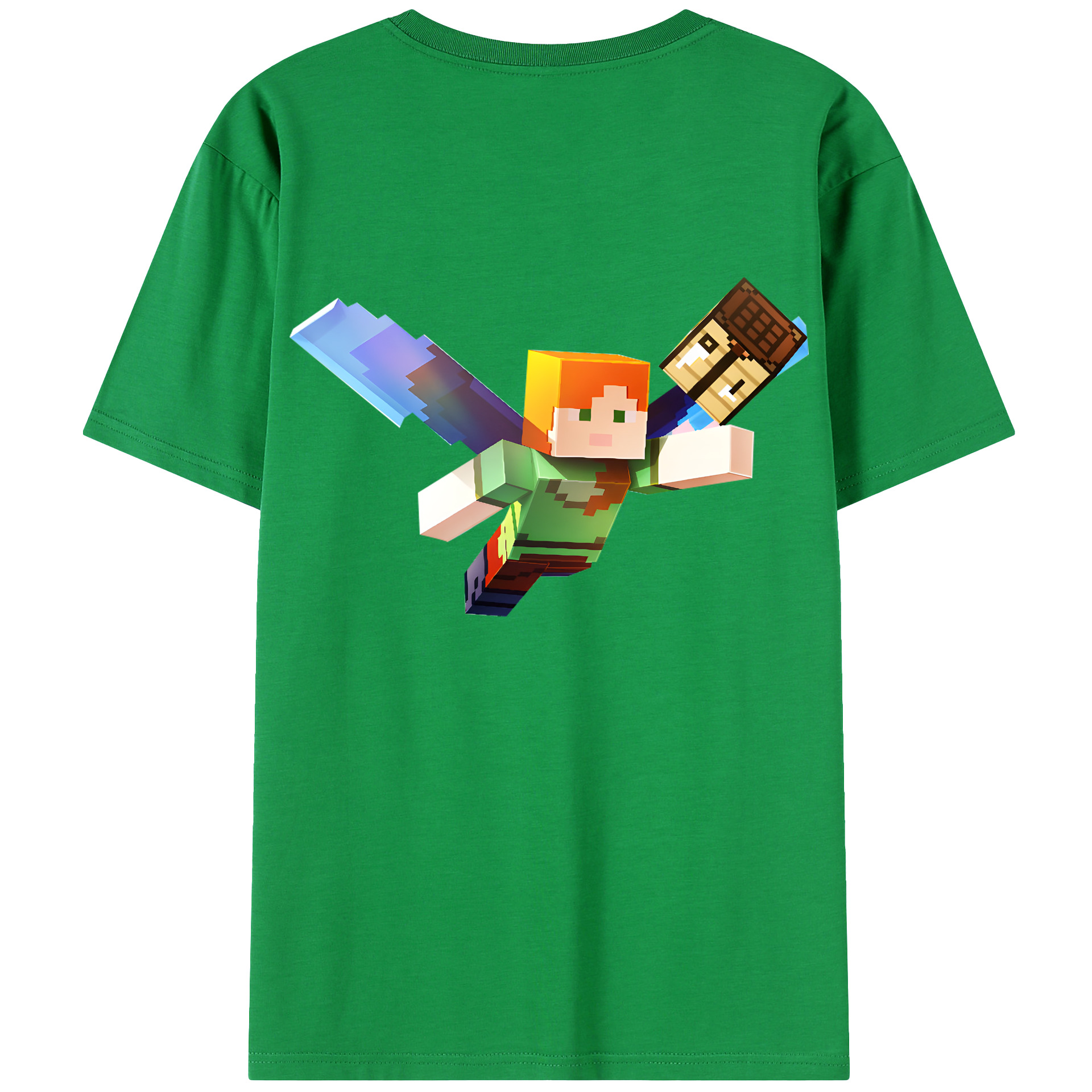 （画像用） マインクラフト ブロックの世界 Minecraft MC Block world 綿100％ メンズ半袖Tシャツ（バックプリント） 通気性