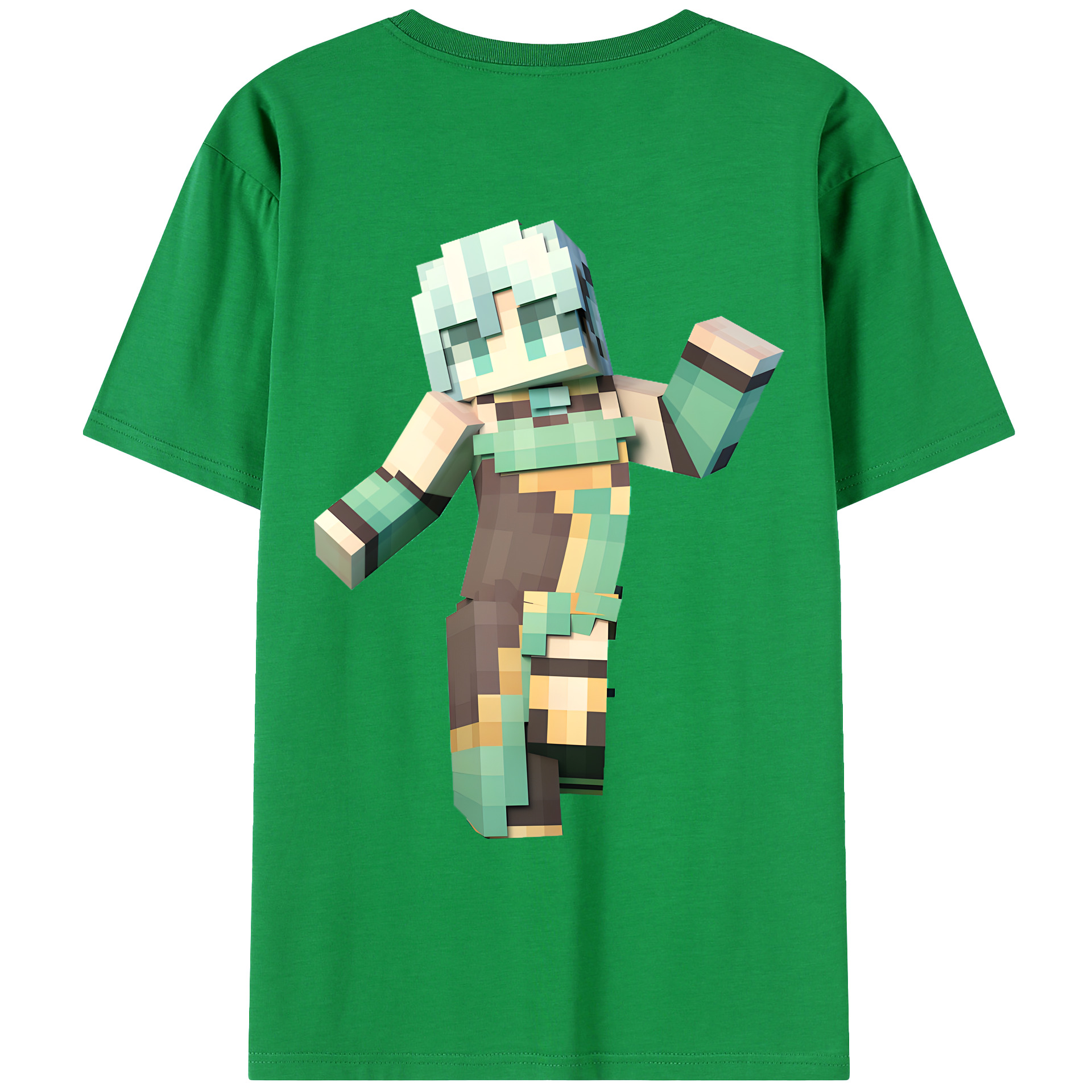 （画像用） マインクラフト ブロックの世界 Minecraft MC Block world 綿100％ メンズ半袖Tシャツ（バックプリント） 通気性