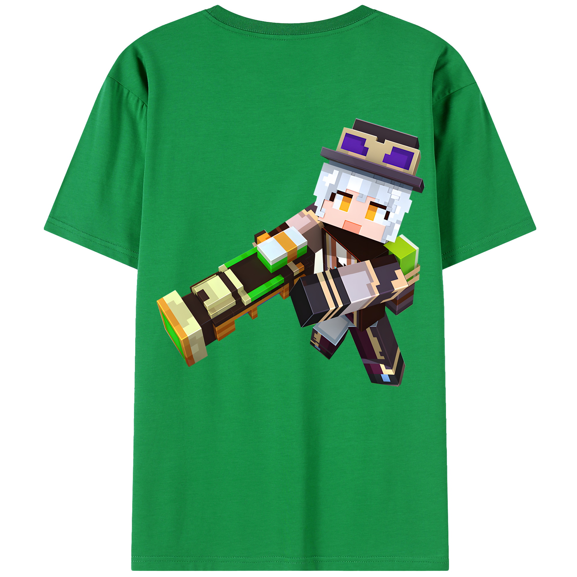 （画像用） マインクラフト ブロックの世界 Minecraft MC Block world 綿100％ メンズ半袖Tシャツ（バックプリント） 通気性