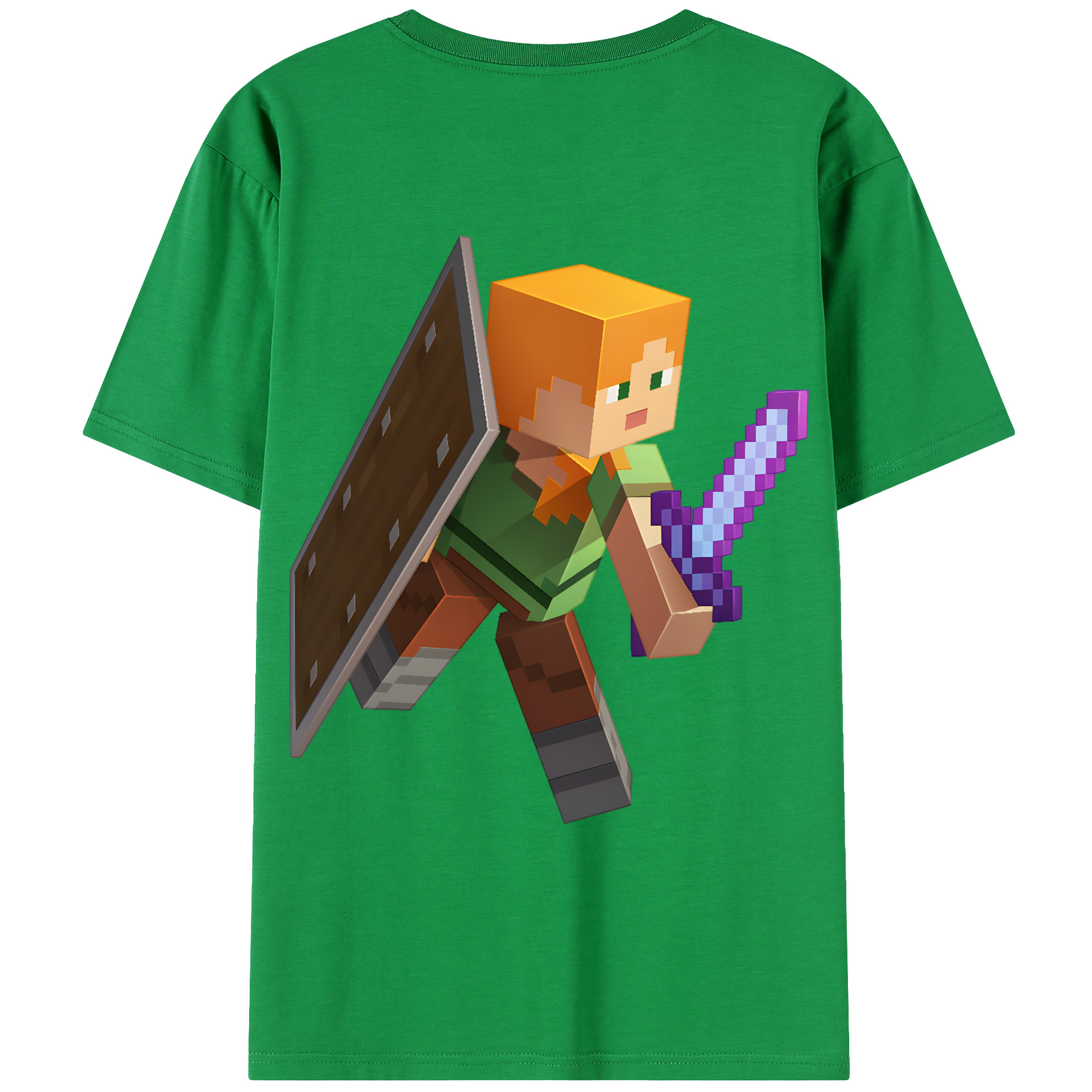 （画像用） マインクラフト ブロックの世界 Minecraft MC Block world 綿100％ メンズ半袖Tシャツ（バックプリント） 通気性