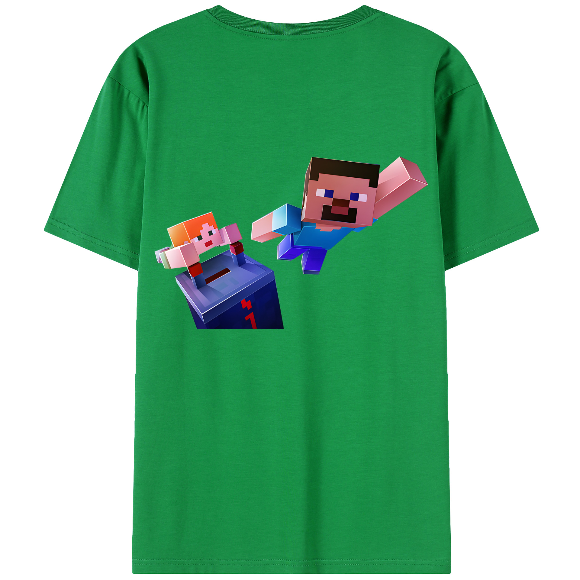 （画像用） マインクラフト ブロックの世界 Minecraft MC Block world 綿100％ メンズ半袖Tシャツ（バックプリント） 通気性