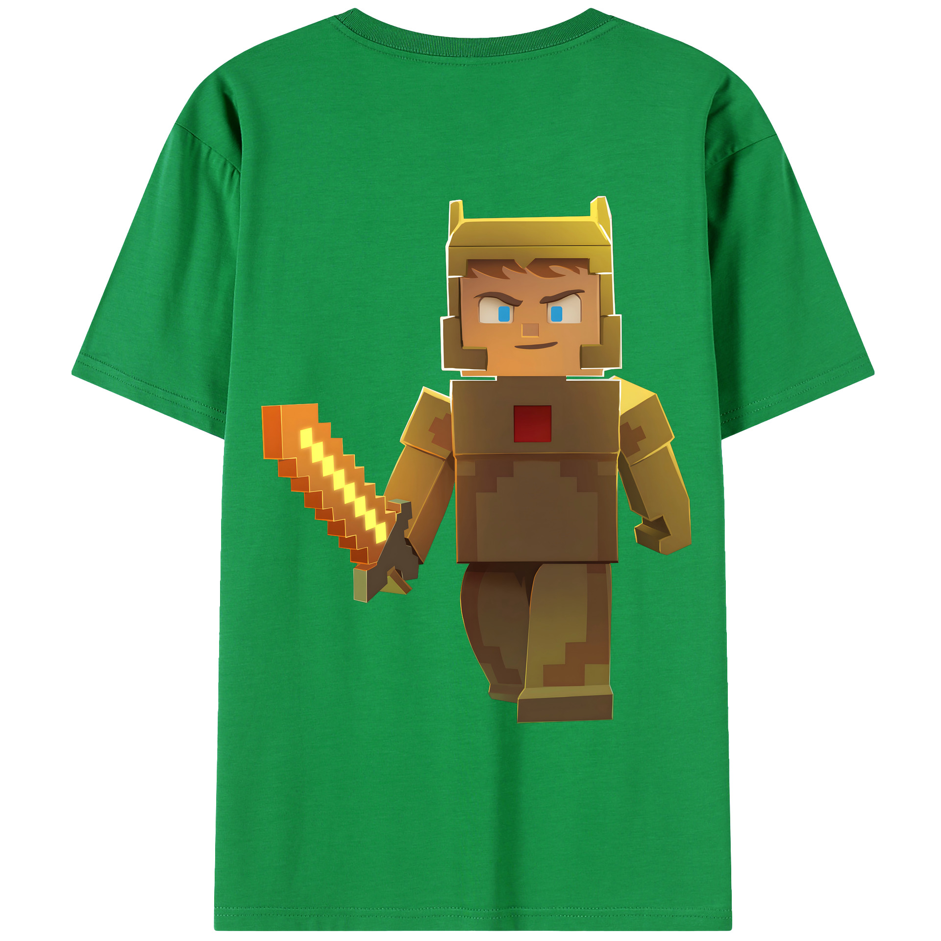 （画像用） マインクラフト ブロックの世界 Minecraft MC Block world 綿100％ メンズ半袖Tシャツ（バックプリント） 通気性