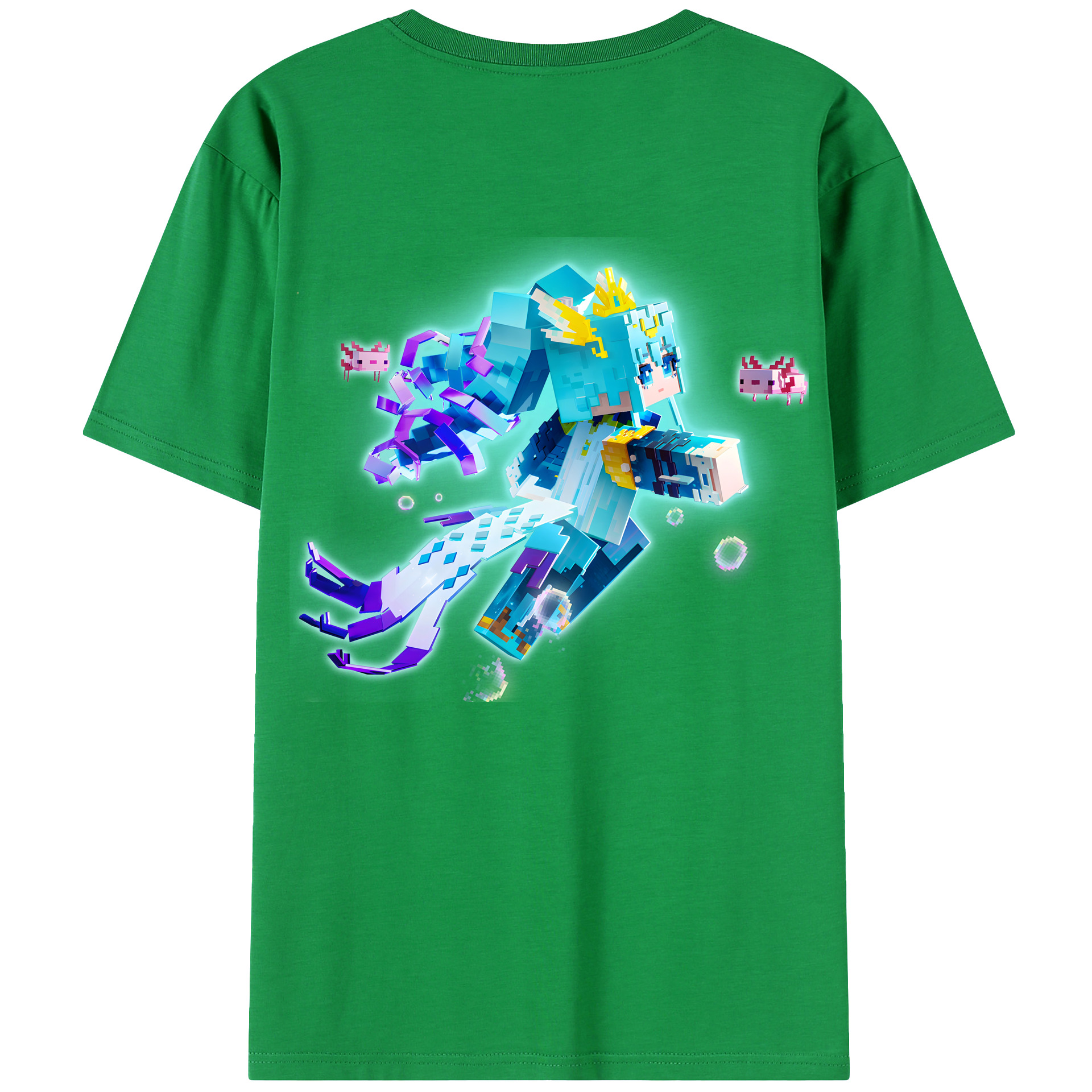 （画像用） マインクラフト ブロックの世界 Minecraft MC Block world 綿100％ メンズ半袖Tシャツ（バックプリント） 通気性
