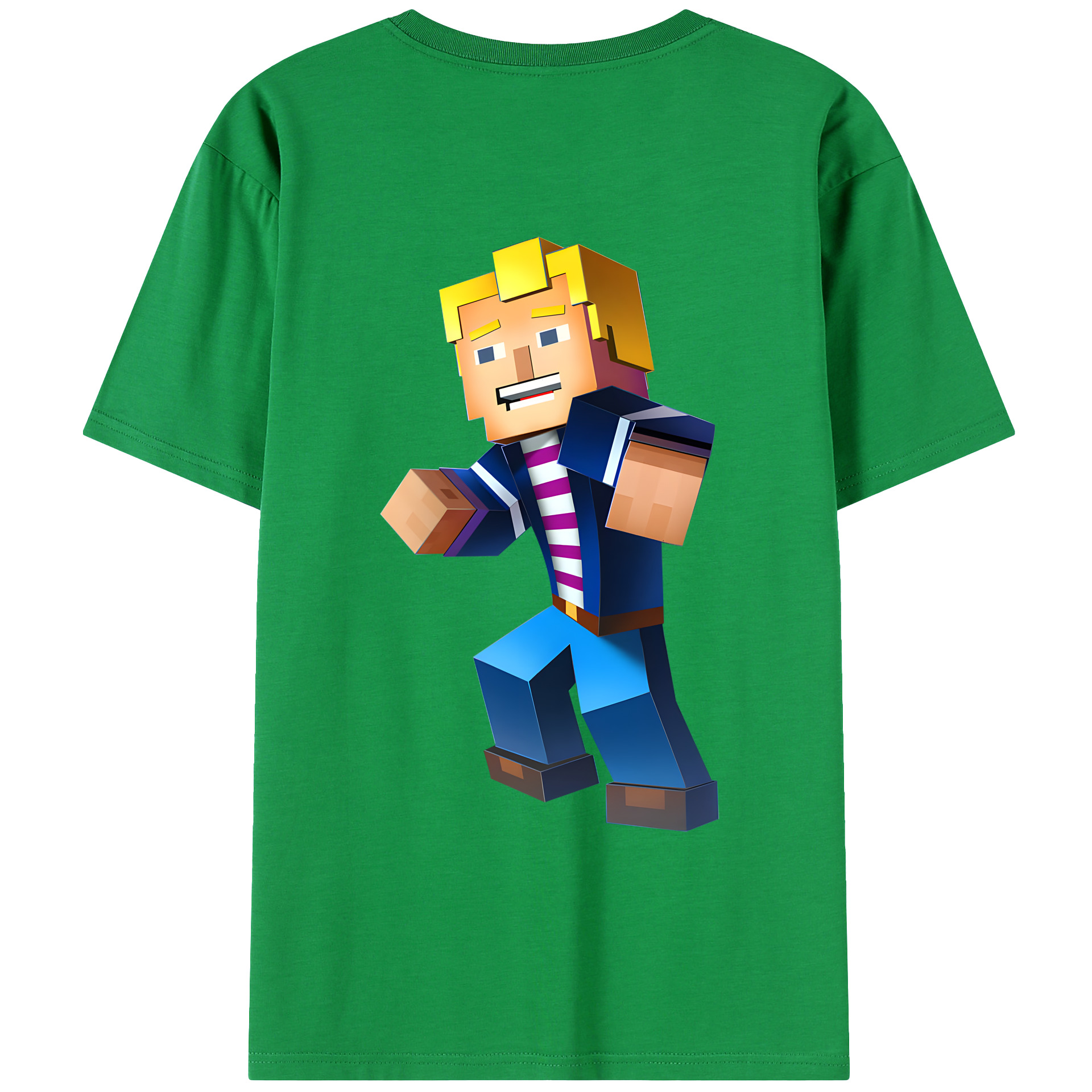 （画像用） マインクラフト ブロックの世界 Minecraft MC Block world 綿100％ メンズ半袖Tシャツ（バックプリント） 通気性