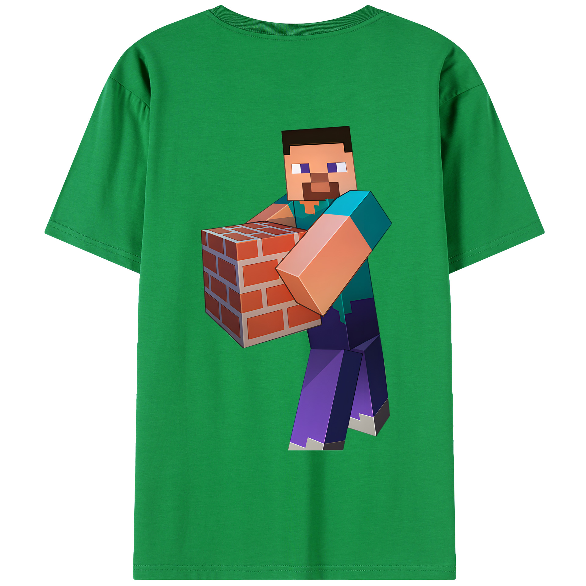 （画像用） マインクラフト ブロックの世界 Minecraft MC Block world 綿100％ メンズ半袖Tシャツ（バックプリント） 通気性
