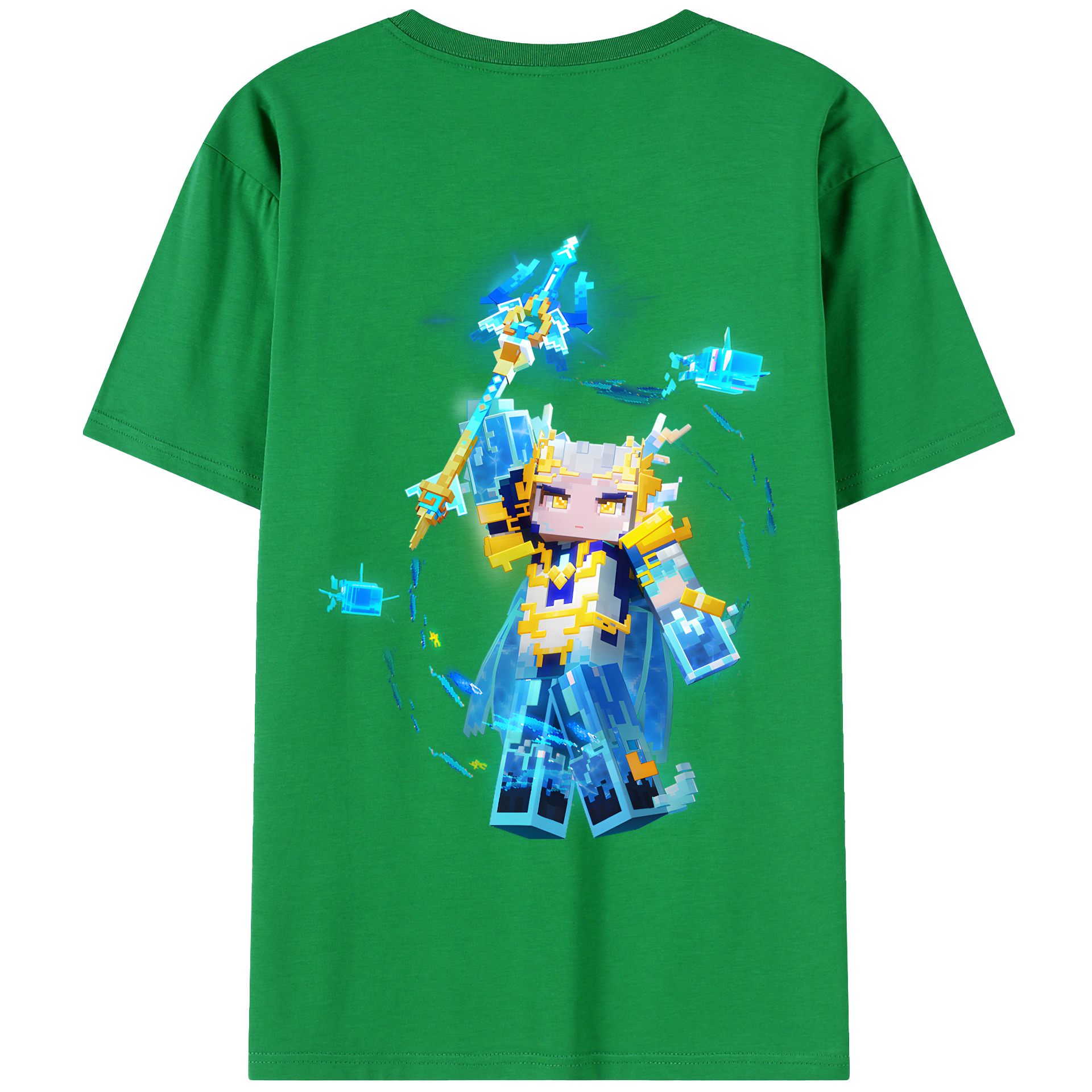 （画像用） マインクラフト ブロックの世界 Minecraft MC Block world 綿100％ メンズ半袖Tシャツ（バックプリント） 通気性