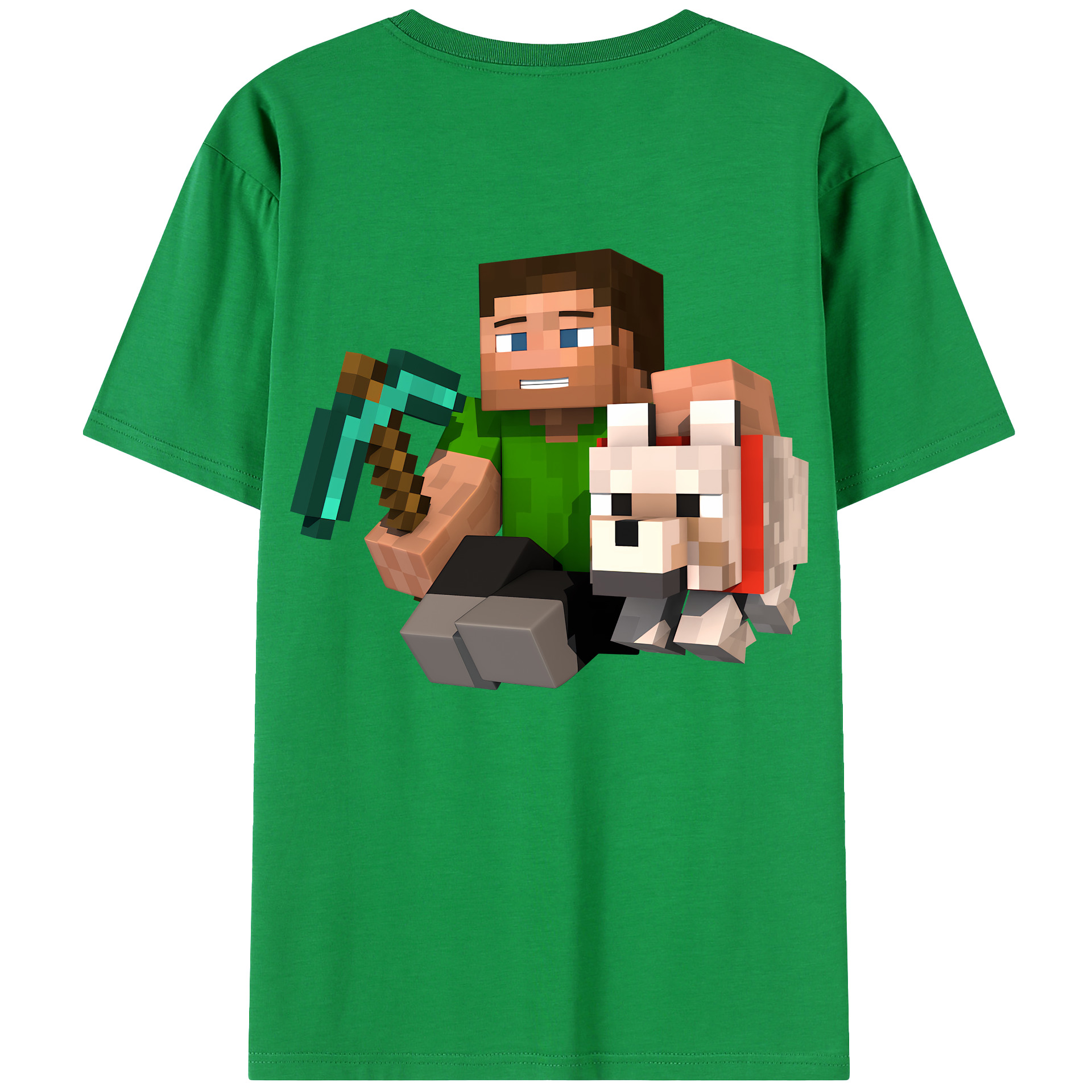 （画像用） マインクラフト ブロックの世界 Minecraft MC Block world 綿100％ メンズ半袖Tシャツ（バックプリント） 通気性