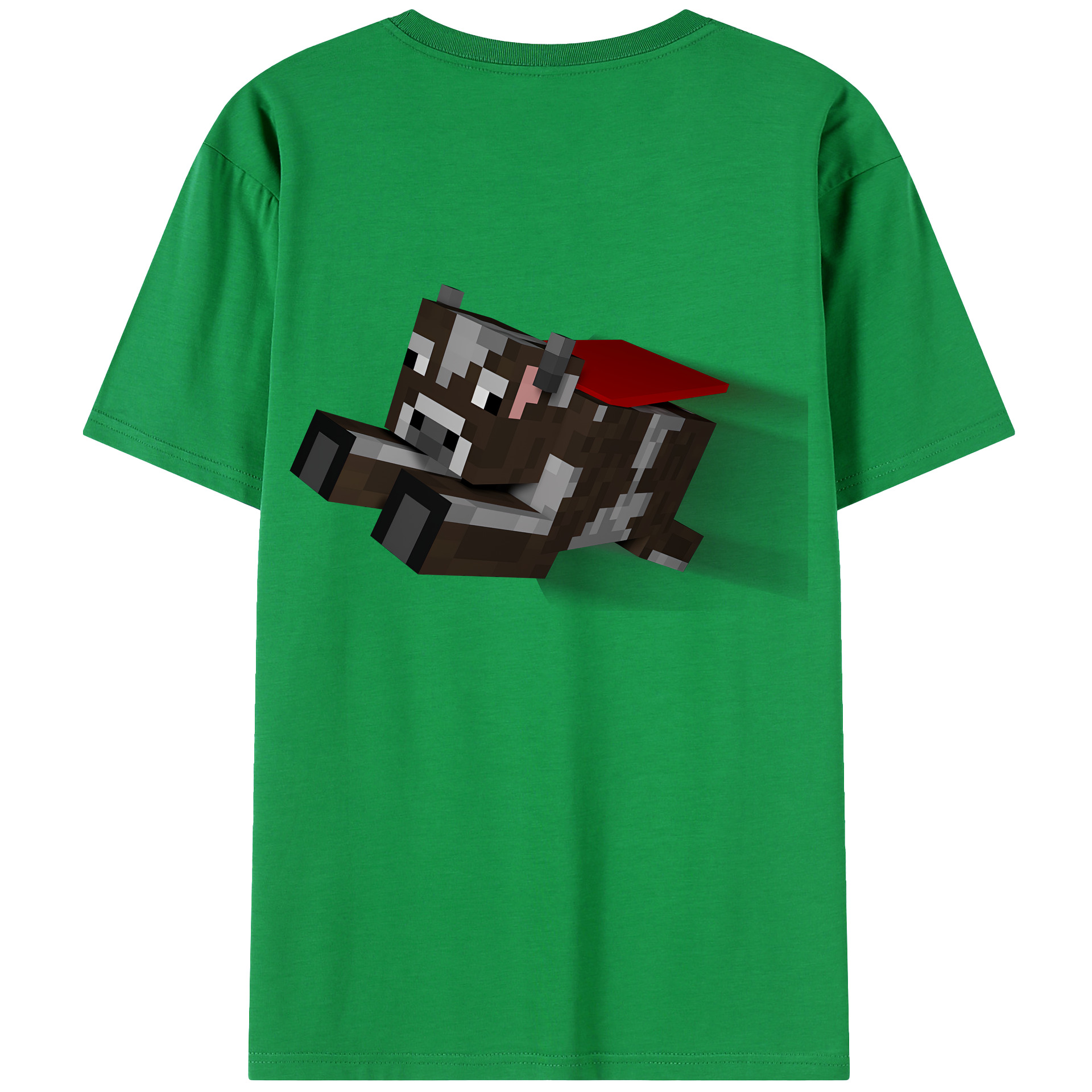 （画像用） マインクラフト ブロックの世界 Minecraft MC Block world 綿100％ メンズ半袖Tシャツ（バックプリント） 通気性