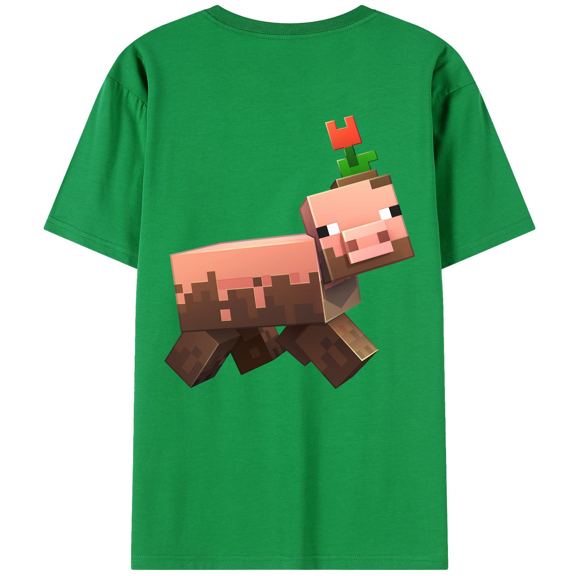 （画像用） マインクラフト ブロックの世界 Minecraft MC Block world 綿100％ メンズ半袖Tシャツ（バックプリント） 通気性