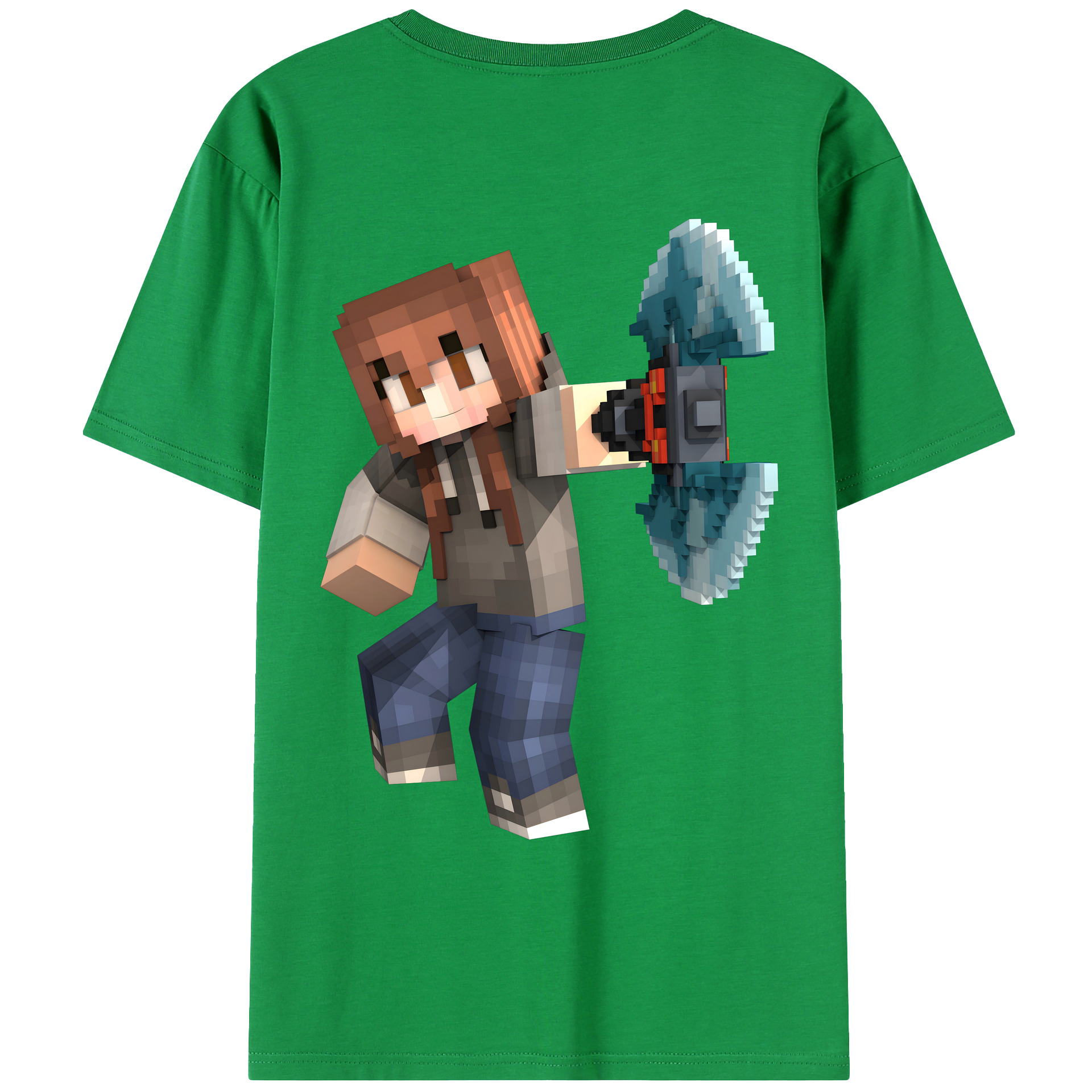 （画像用） マインクラフト ブロックの世界 Minecraft MC Block world 綿100％ メンズ半袖Tシャツ（バックプリント） 通気性