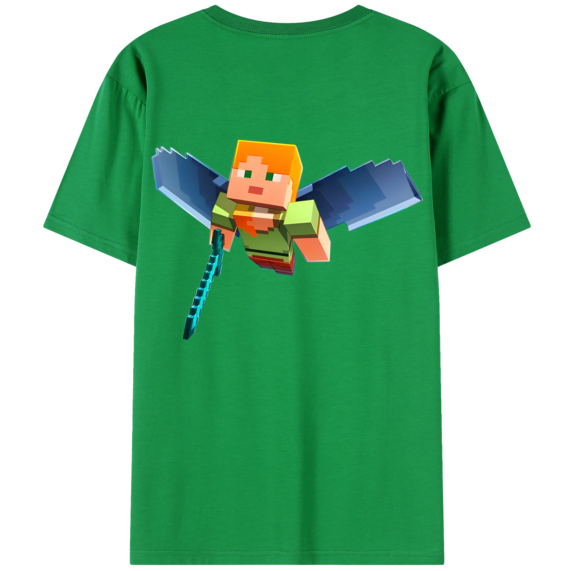 （画像用） マインクラフト ブロックの世界 Minecraft MC Block world 綿100％ メンズ半袖Tシャツ（バックプリント） 通気性