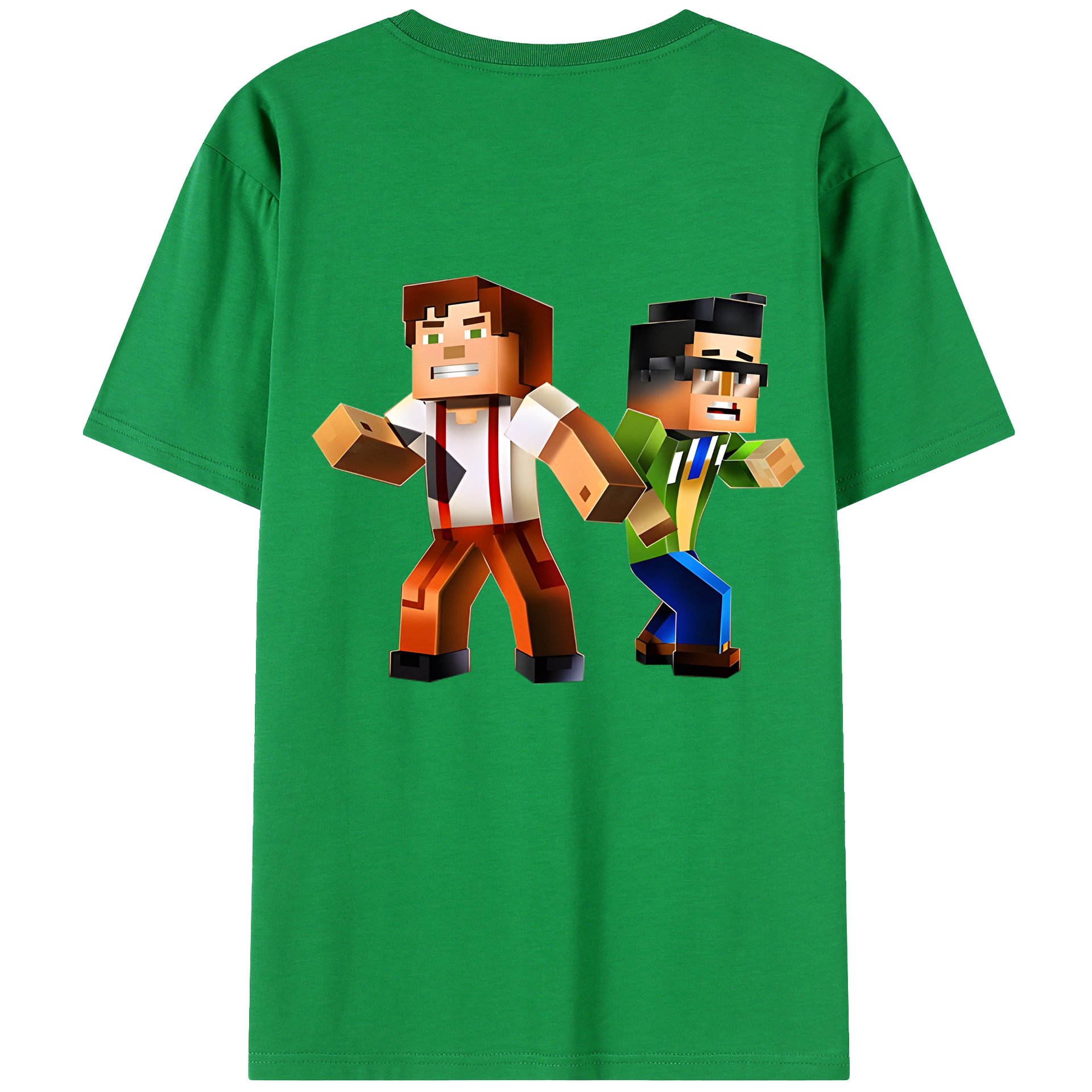 （画像用） マインクラフト ブロックの世界 Minecraft MC Block world 綿100％ メンズ半袖Tシャツ（バックプリント） 通気性