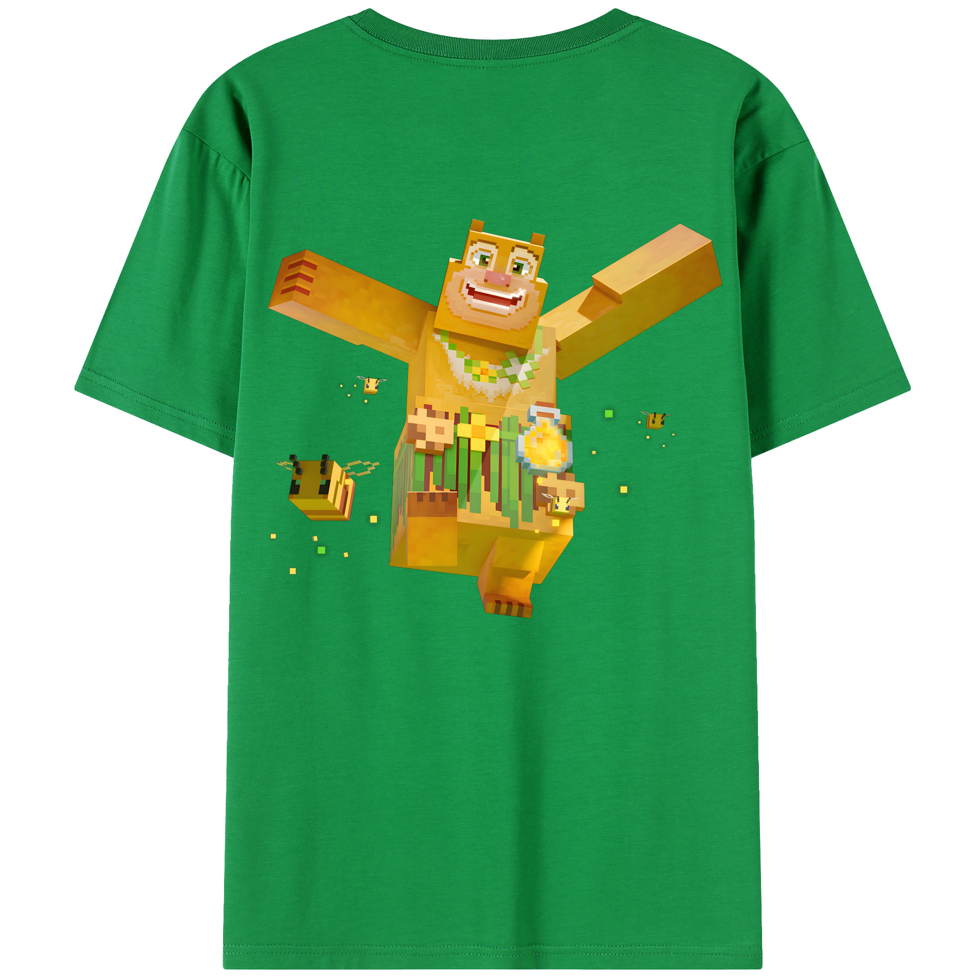 （画像用） マインクラフト ブロックの世界 Minecraft MC Block world 綿100％ メンズ半袖Tシャツ（バックプリント） 通気性