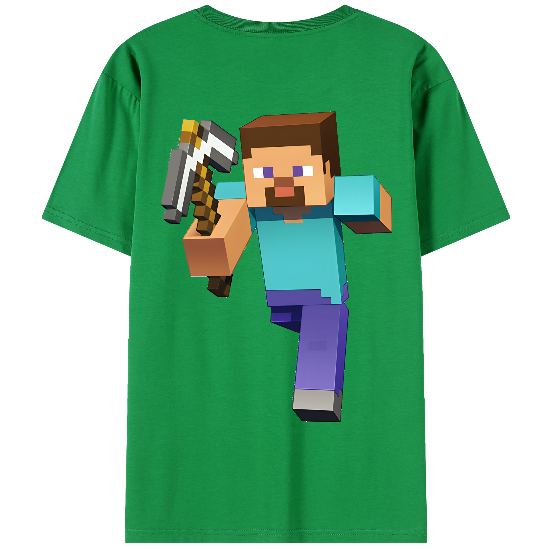 （画像用） マインクラフト ブロックの世界 Minecraft MC Block world 綿100％ メンズ半袖Tシャツ（バックプリント） 通気性