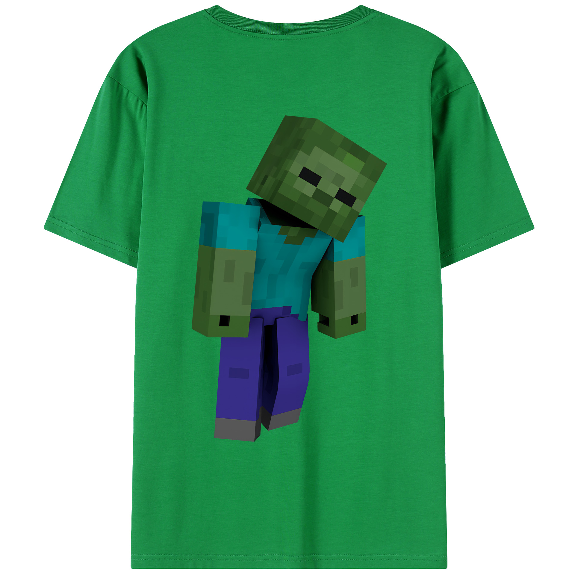 （画像用） マインクラフト ブロックの世界 Minecraft MC Block world 綿100％ メンズ半袖Tシャツ（バックプリント） 通気性