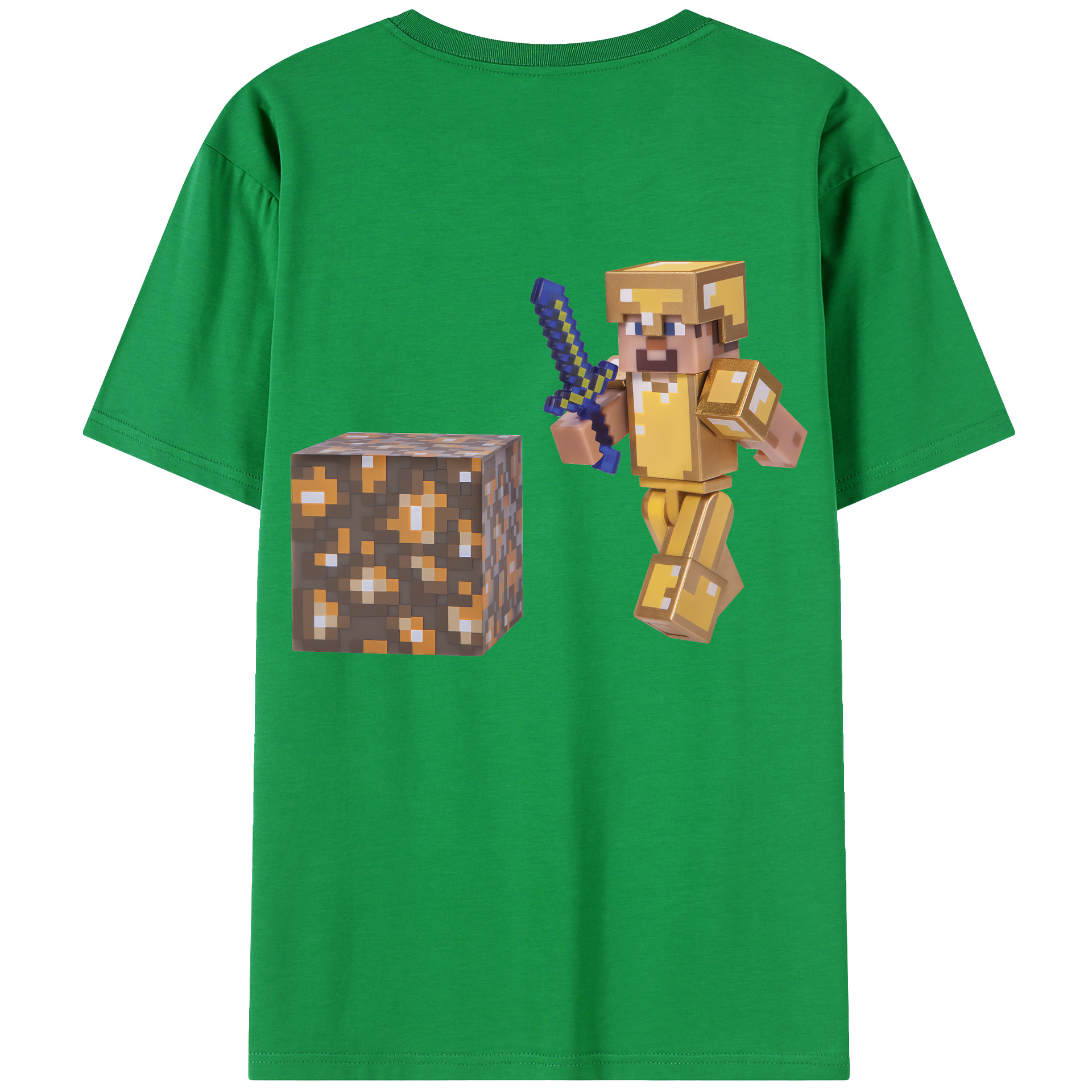 （画像用） マインクラフト ブロックの世界 Minecraft MC Block world 綿100％ メンズ半袖Tシャツ（バックプリント） 通気性