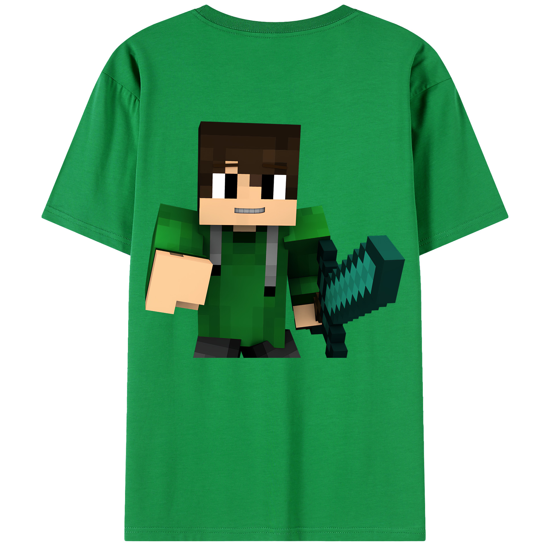 （画像用） マインクラフト ブロックの世界 Minecraft MC Block world 綿100％ メンズ半袖Tシャツ（バックプリント） 通気性