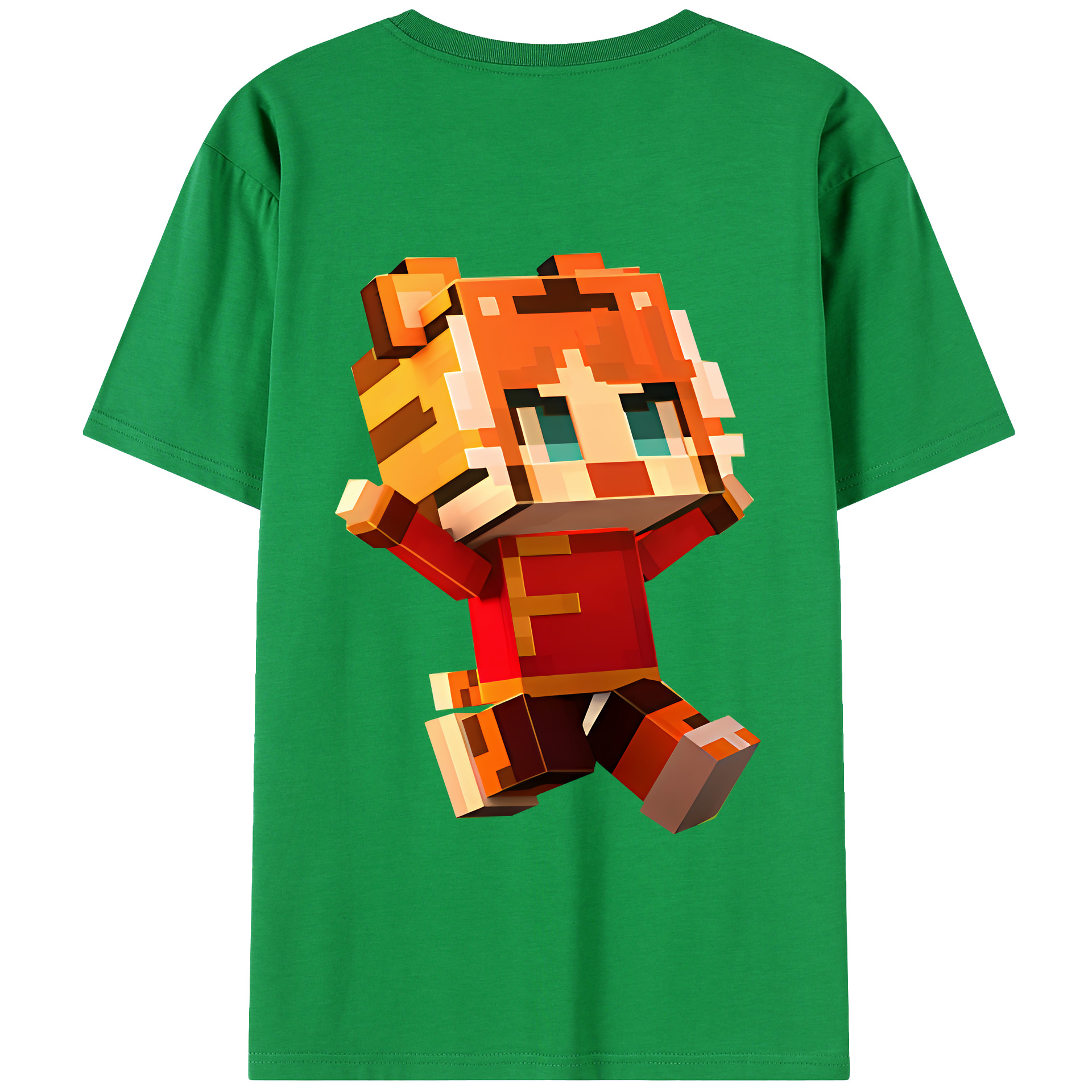 （画像用） マインクラフト ブロックの世界 Minecraft MC Block world 綿100％ メンズ半袖Tシャツ（バックプリント） 通気性