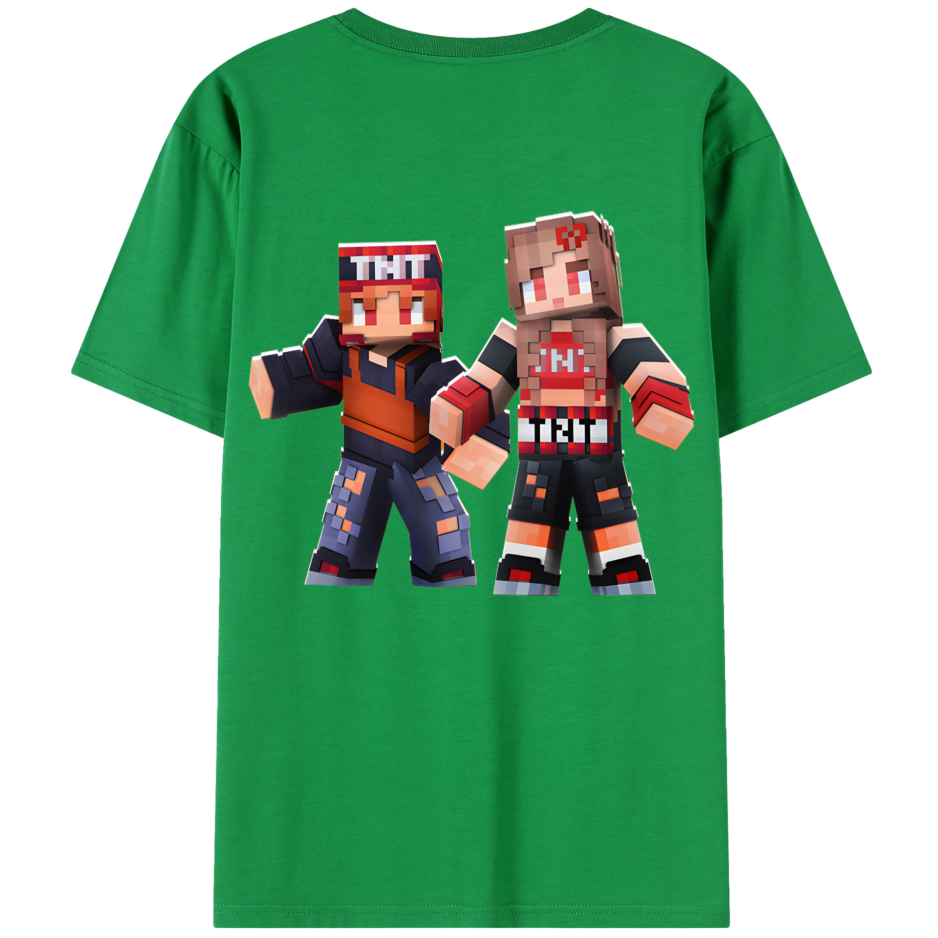 （画像用） マインクラフト ブロックの世界 Minecraft MC Block world 綿100％ メンズ半袖Tシャツ（バックプリント） 通気性
