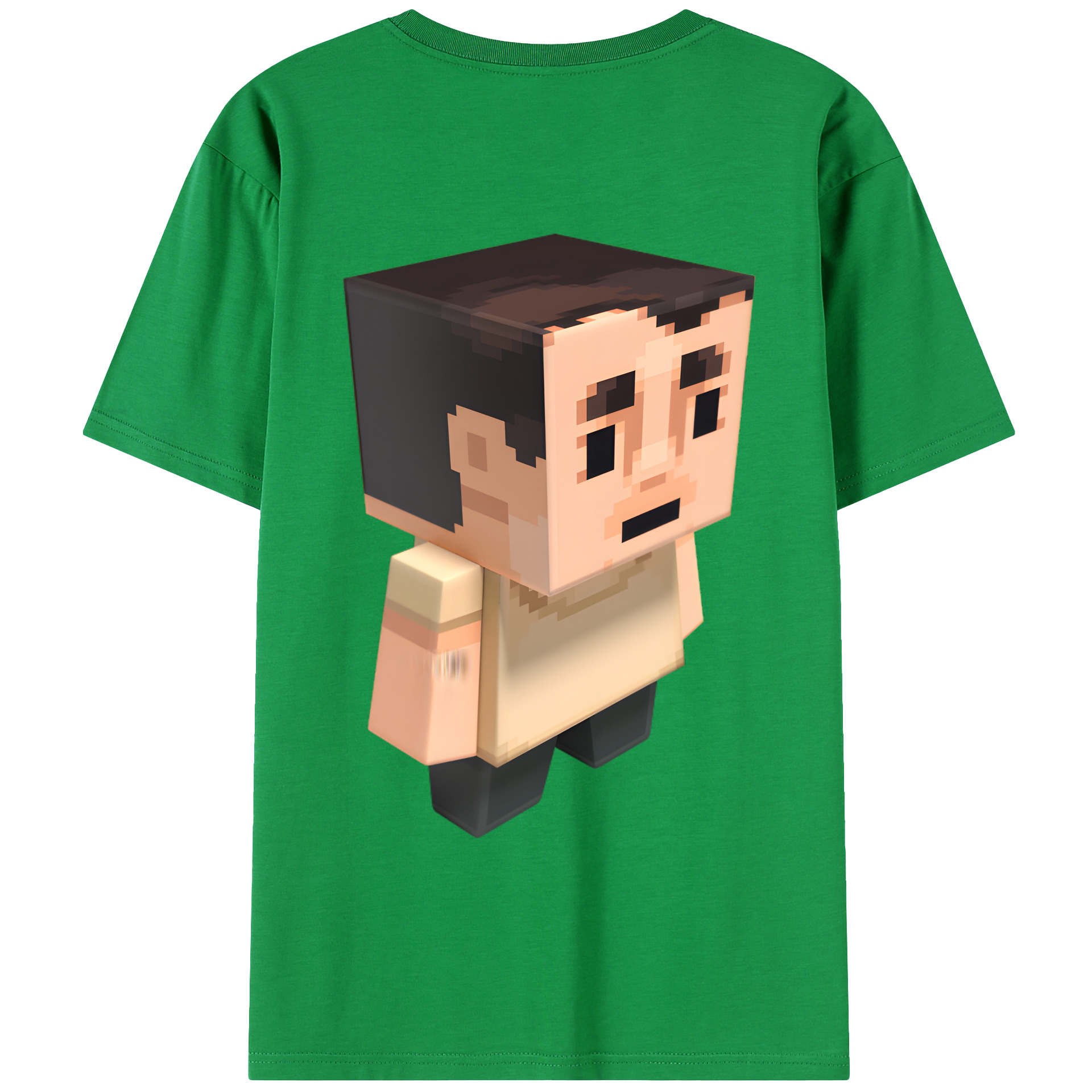 （画像用） マインクラフト ブロックの世界 Minecraft MC Block world 綿100％ メンズ半袖Tシャツ（バックプリント） 通気性