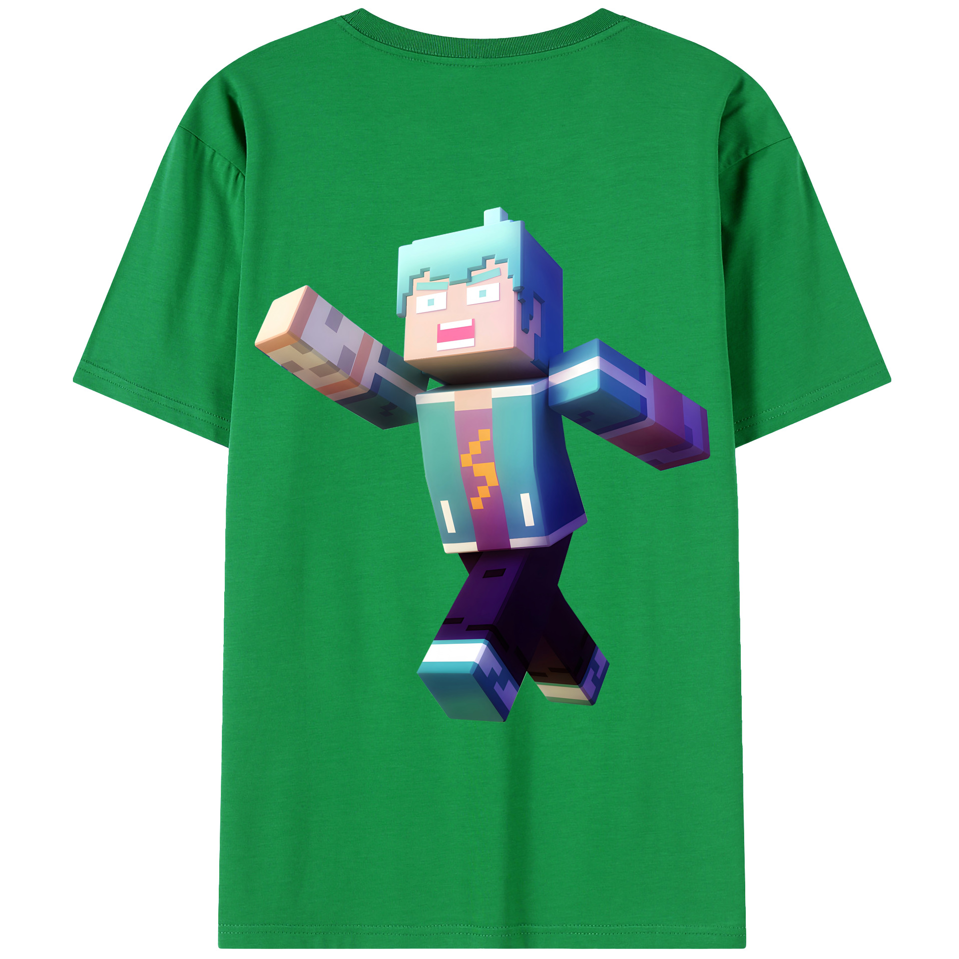 （画像用） マインクラフト ブロックの世界 Minecraft MC Block world 綿100％ メンズ半袖Tシャツ（バックプリント） 通気性