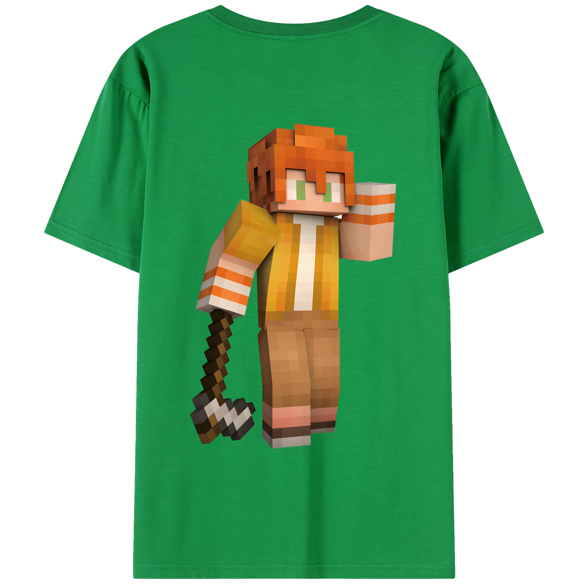 （画像用） マインクラフト ブロックの世界 Minecraft MC Block world 綿100％ メンズ半袖Tシャツ（バックプリント） 通気性
