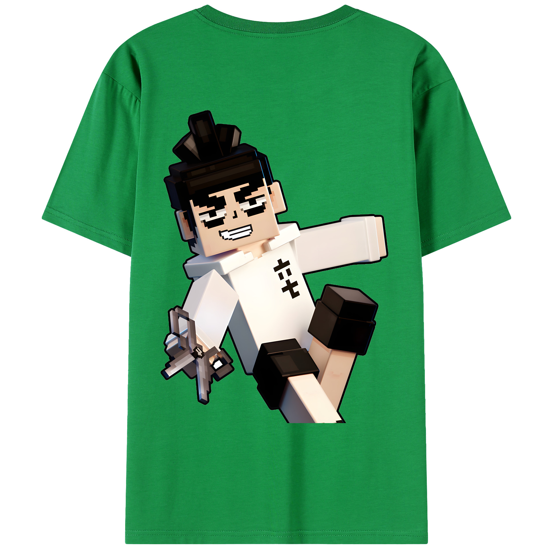 （画像用） マインクラフト ブロックの世界 Minecraft MC Block world 綿100％ メンズ半袖Tシャツ（バックプリント） 通気性