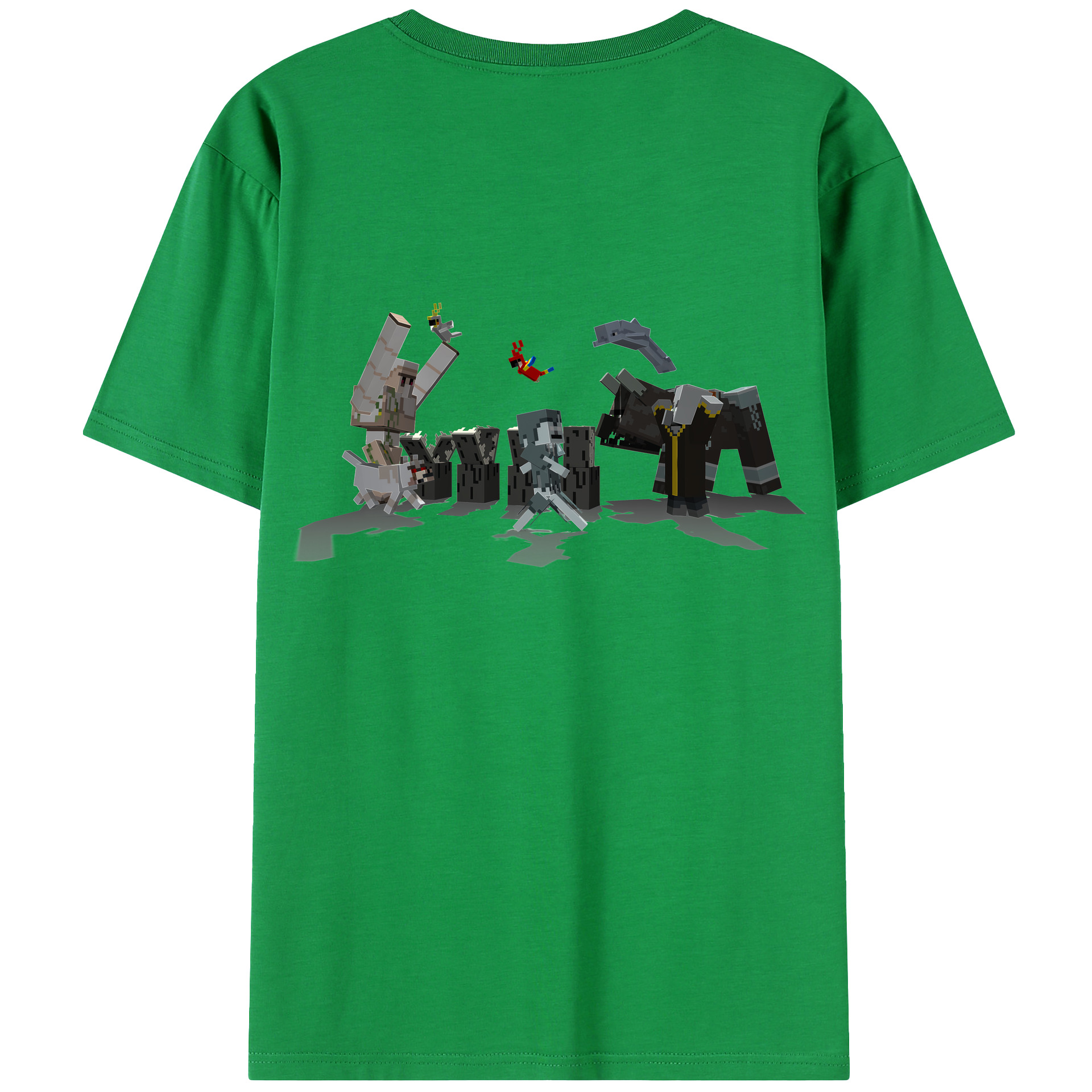 （画像用） マインクラフト ブロックの世界 Minecraft MC Block world 綿100％ メンズ半袖Tシャツ（バックプリント） 通気性