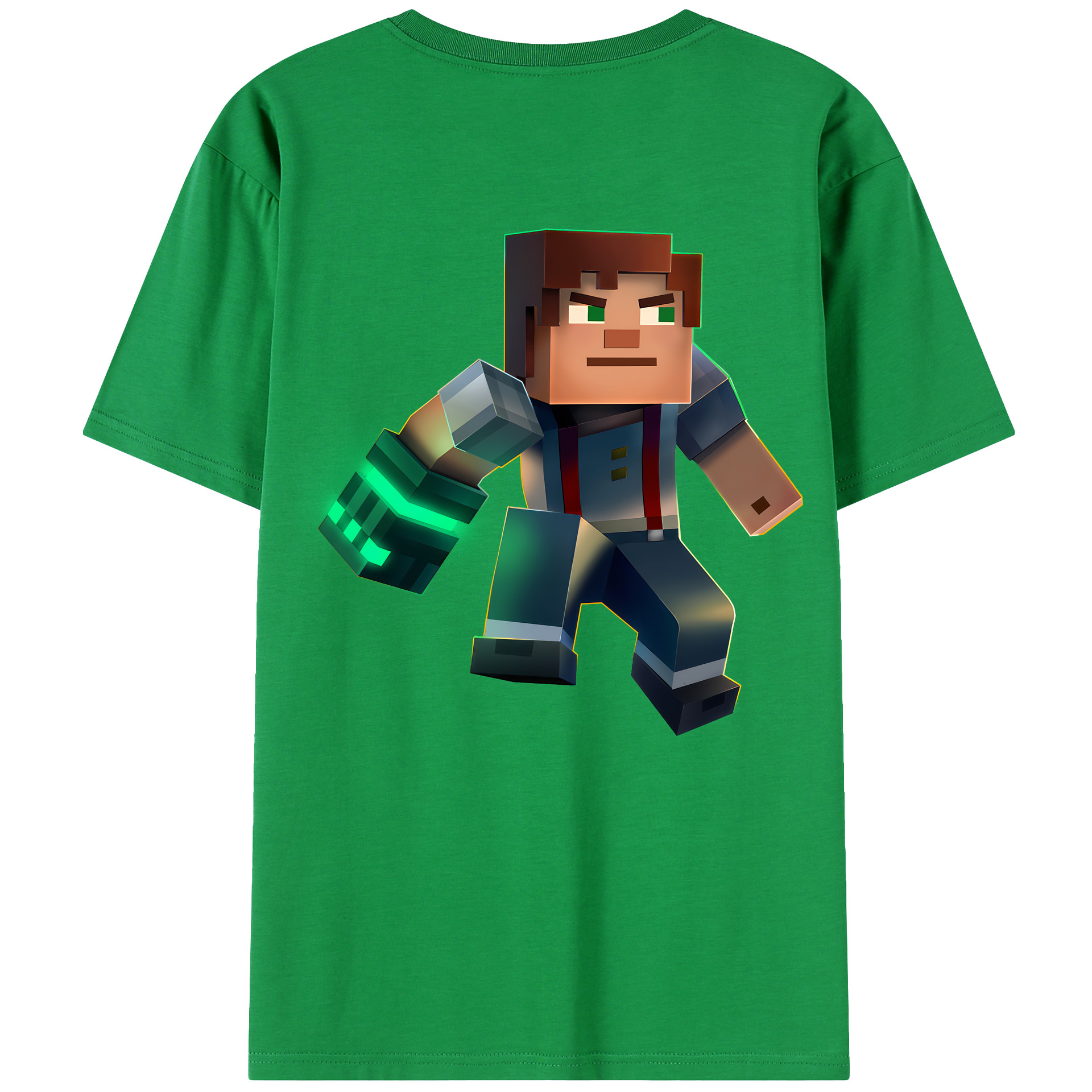 （画像用） マインクラフト ブロックの世界 Minecraft MC Block world 綿100％ メンズ半袖Tシャツ（バックプリント） 通気性