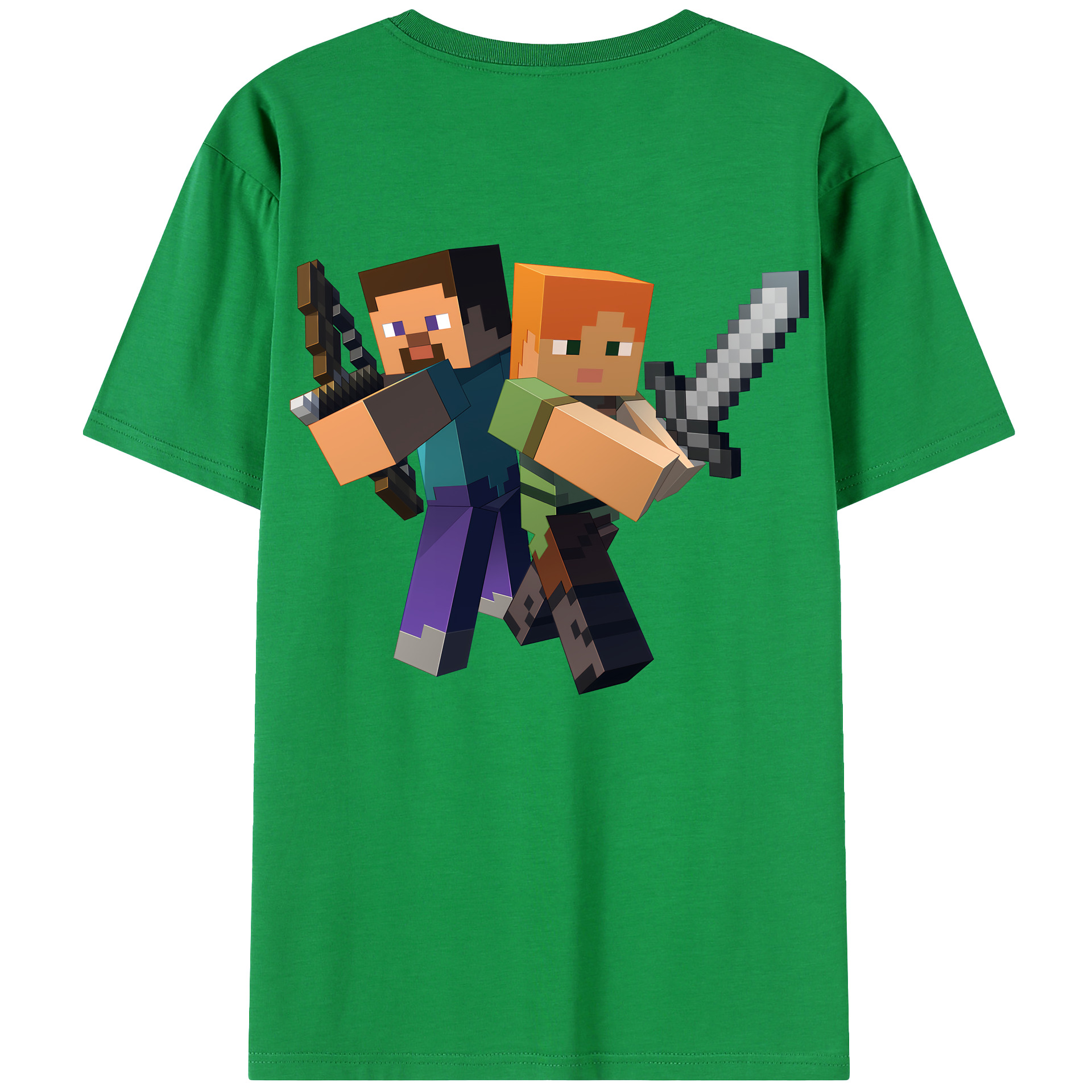 （画像用） マインクラフト ブロックの世界 Minecraft MC Block world 綿100％ メンズ半袖Tシャツ（バックプリント） 通気性