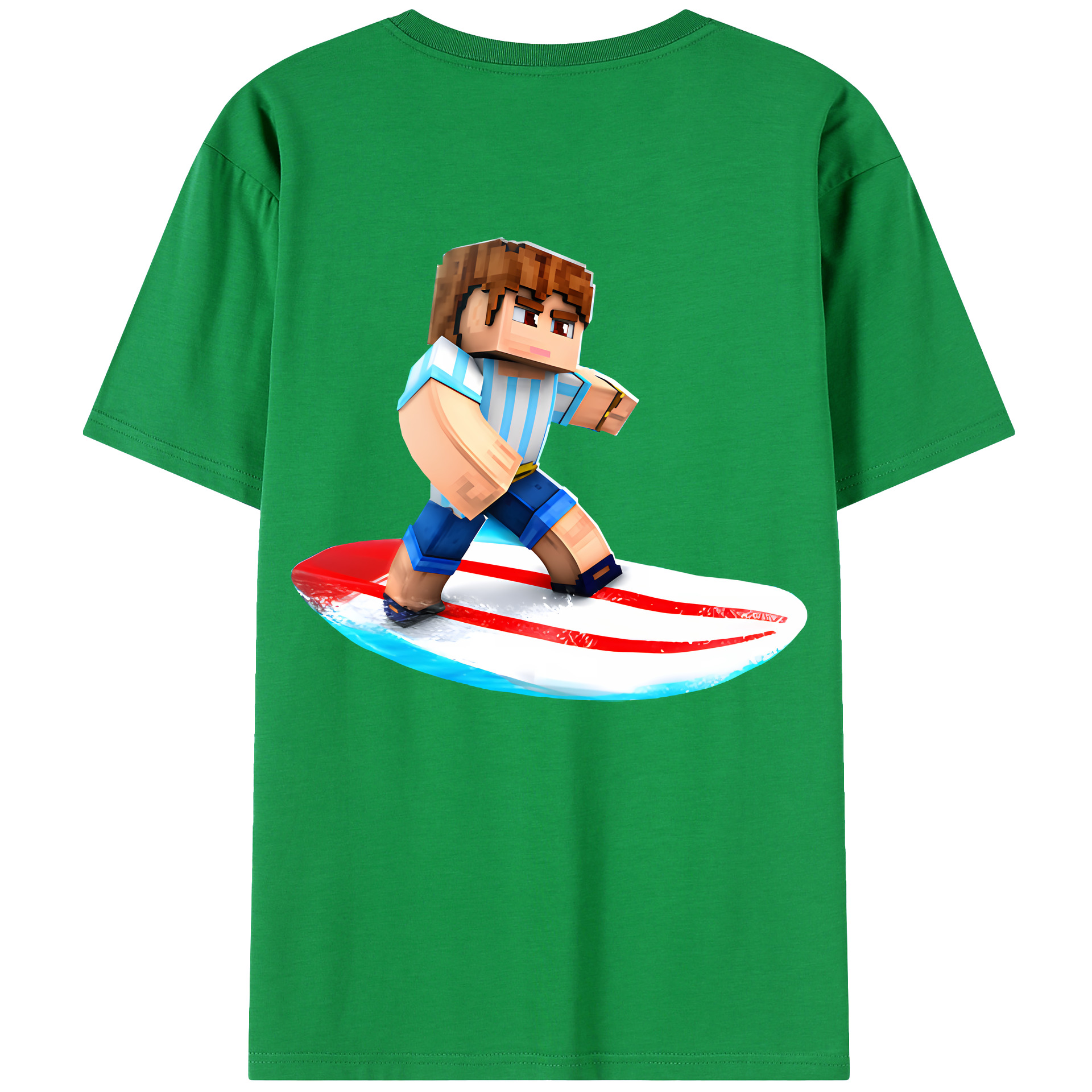 （画像用） マインクラフト ブロックの世界 Minecraft MC Block world 綿100％ メンズ半袖Tシャツ（バックプリント） 通気性