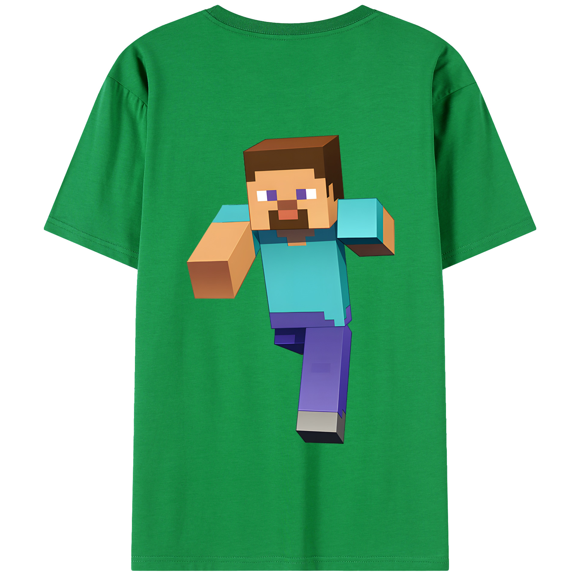 （画像用） マインクラフト ブロックの世界 Minecraft MC Block world 綿100％ メンズ半袖Tシャツ（バックプリント） 通気性