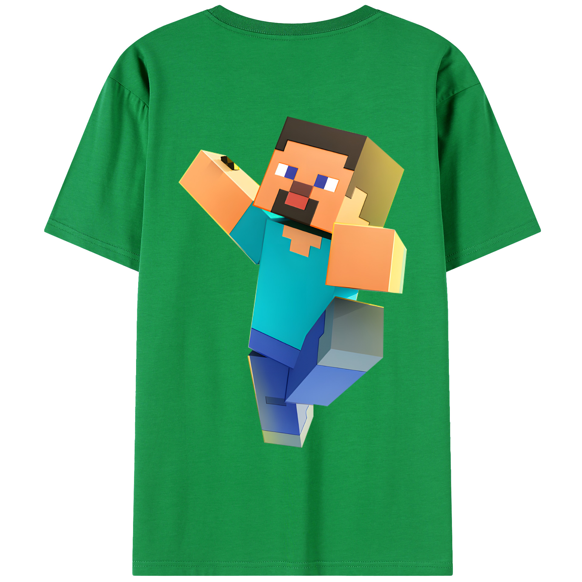 （画像用） マインクラフト ブロックの世界 Minecraft MC Block world 綿100％ メンズ半袖Tシャツ（バックプリント） 通気性
