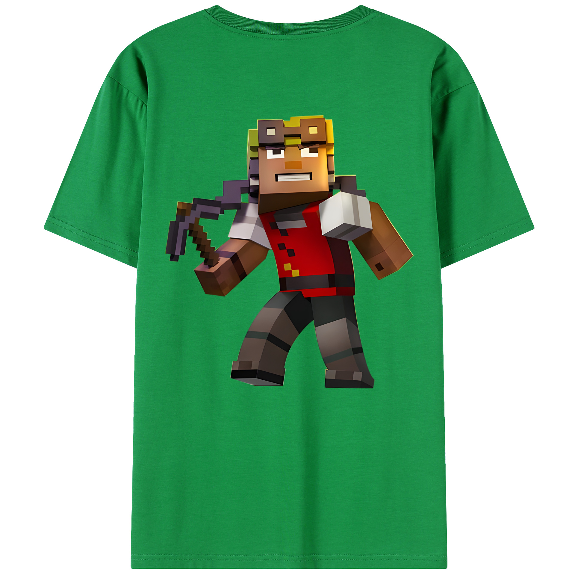 （画像用） マインクラフト ブロックの世界 Minecraft MC Block world 綿100％ メンズ半袖Tシャツ（バックプリント） 通気性