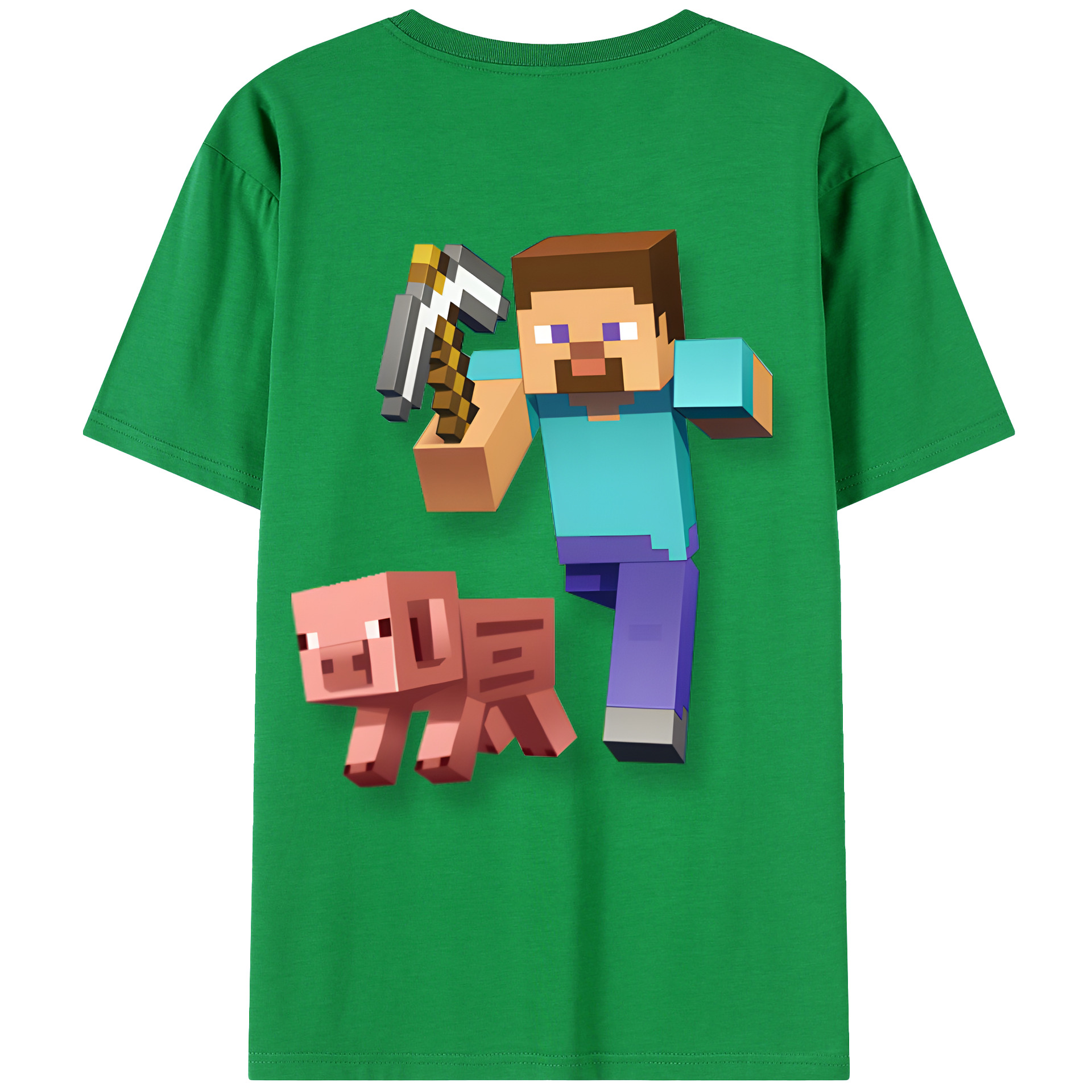 （画像用） マインクラフト ブロックの世界 Minecraft MC Block world 綿100％ メンズ半袖Tシャツ（バックプリント） 通気性