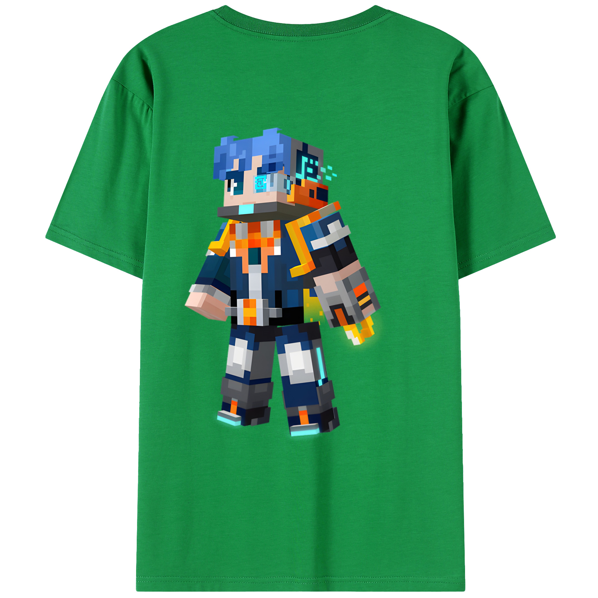 （画像用） マインクラフト ブロックの世界 Minecraft MC Block world 綿100％ メンズ半袖Tシャツ（バックプリント） 通気性