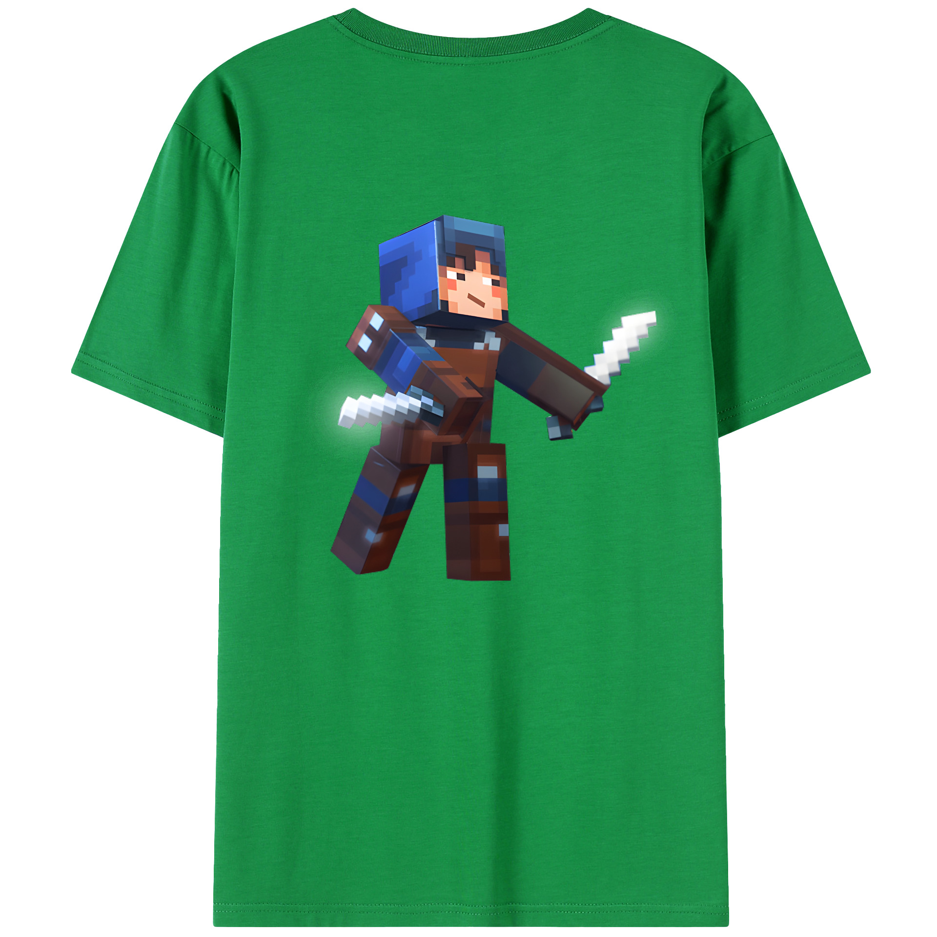 （画像用） マインクラフト ブロックの世界 Minecraft MC Block world 綿100％ メンズ半袖Tシャツ（バックプリント） 通気性