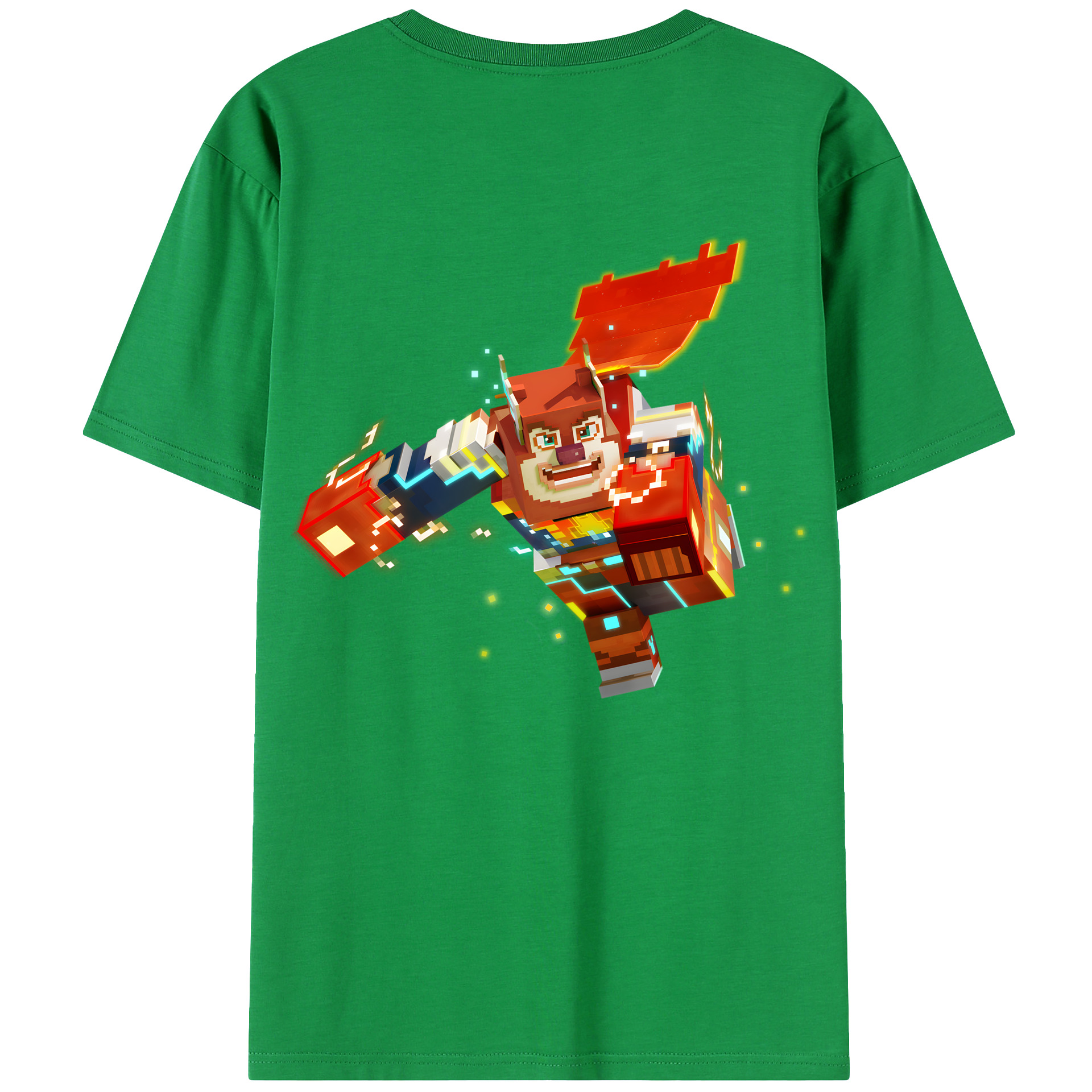 （画像用） マインクラフト ブロックの世界 Minecraft MC Block world 綿100％ メンズ半袖Tシャツ（バックプリント） 通気性