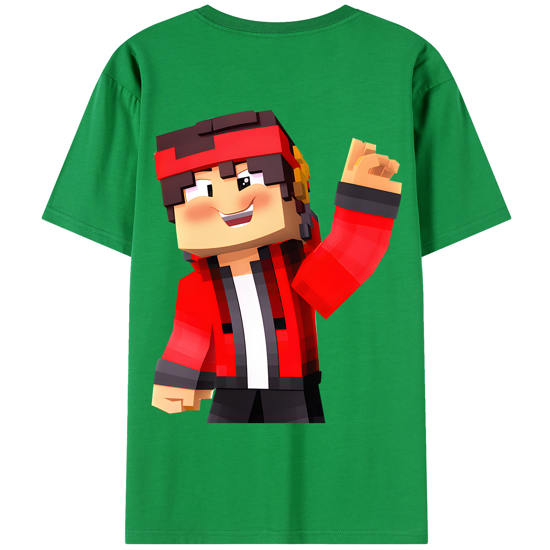 （画像用） マインクラフト ブロックの世界 Minecraft MC Block world 綿100％ メンズ半袖Tシャツ（バックプリント） 通気性